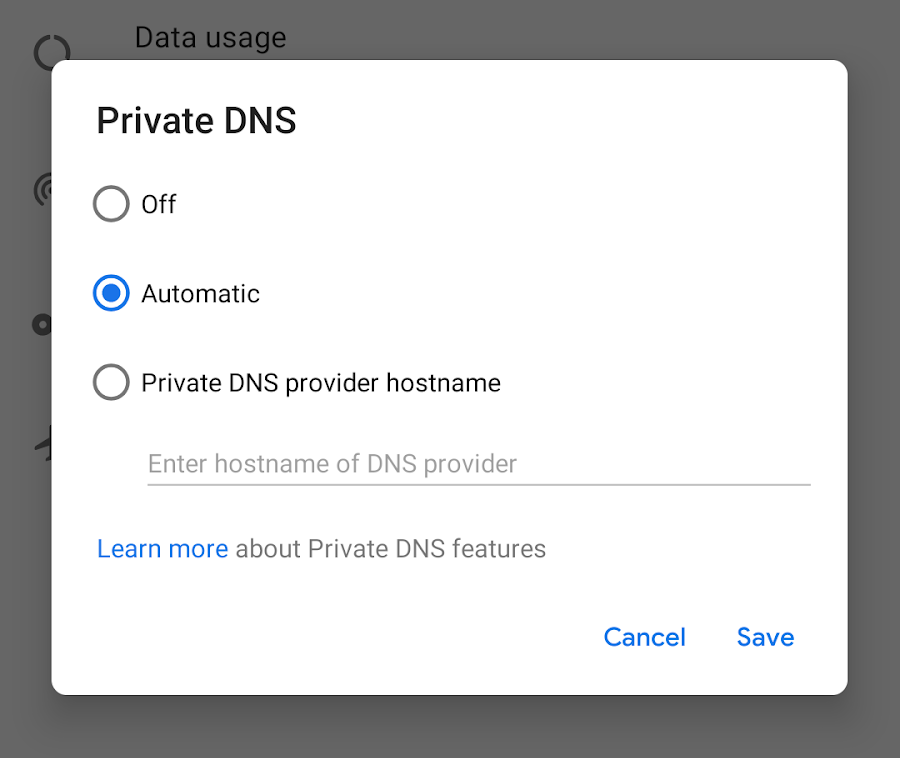 DNS over TLS support in Android P Developer Preview