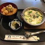 新喜楽 ヒルトンプラザ店 - 日替りセット(ミニ天丼＋ミニ鴨鍋)880円