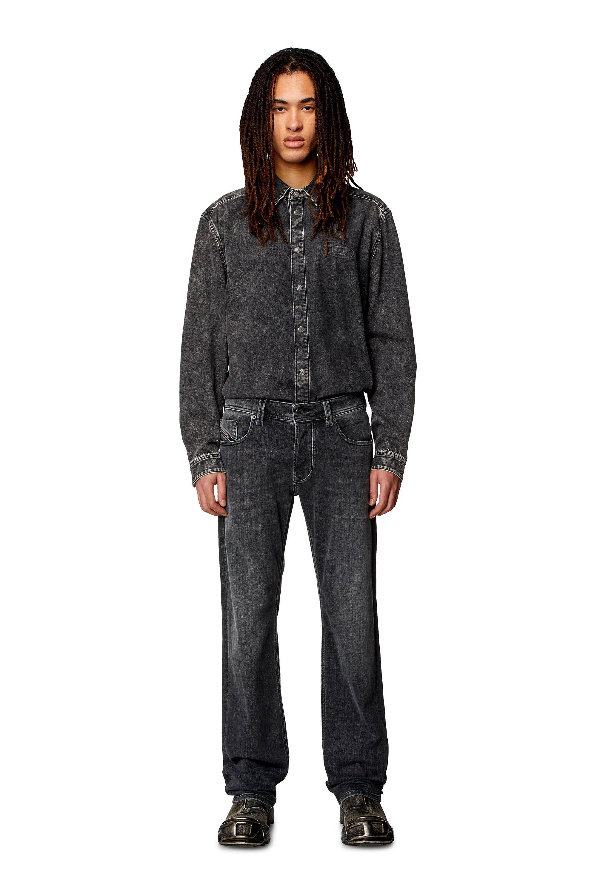 Diesel - Man Straight Jeans 1985 Larkee 09H29, Black/Dark grey - Image 1