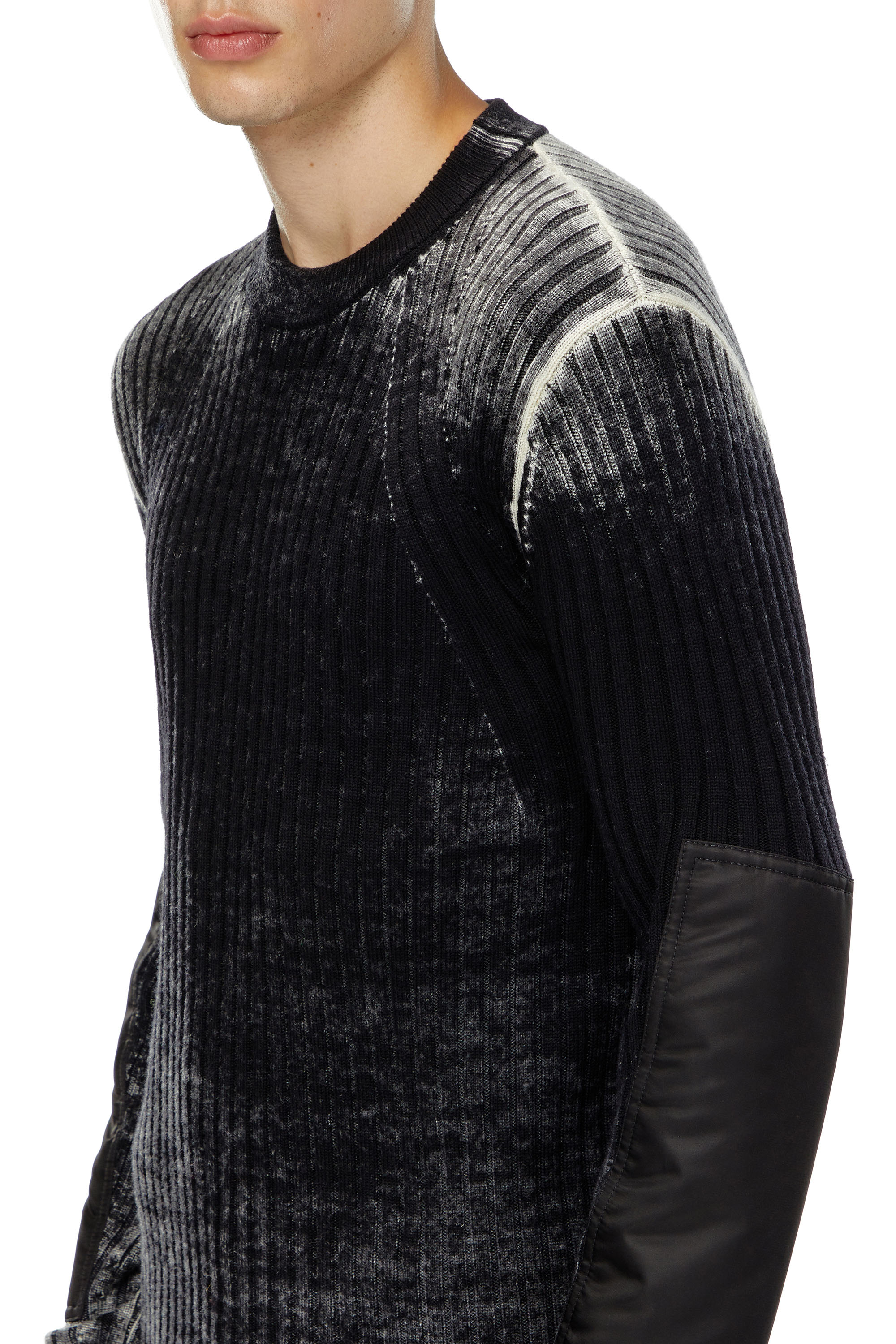 Diesel - K-RETRO, Man's Wool jumper with elbow patches in Black - 5