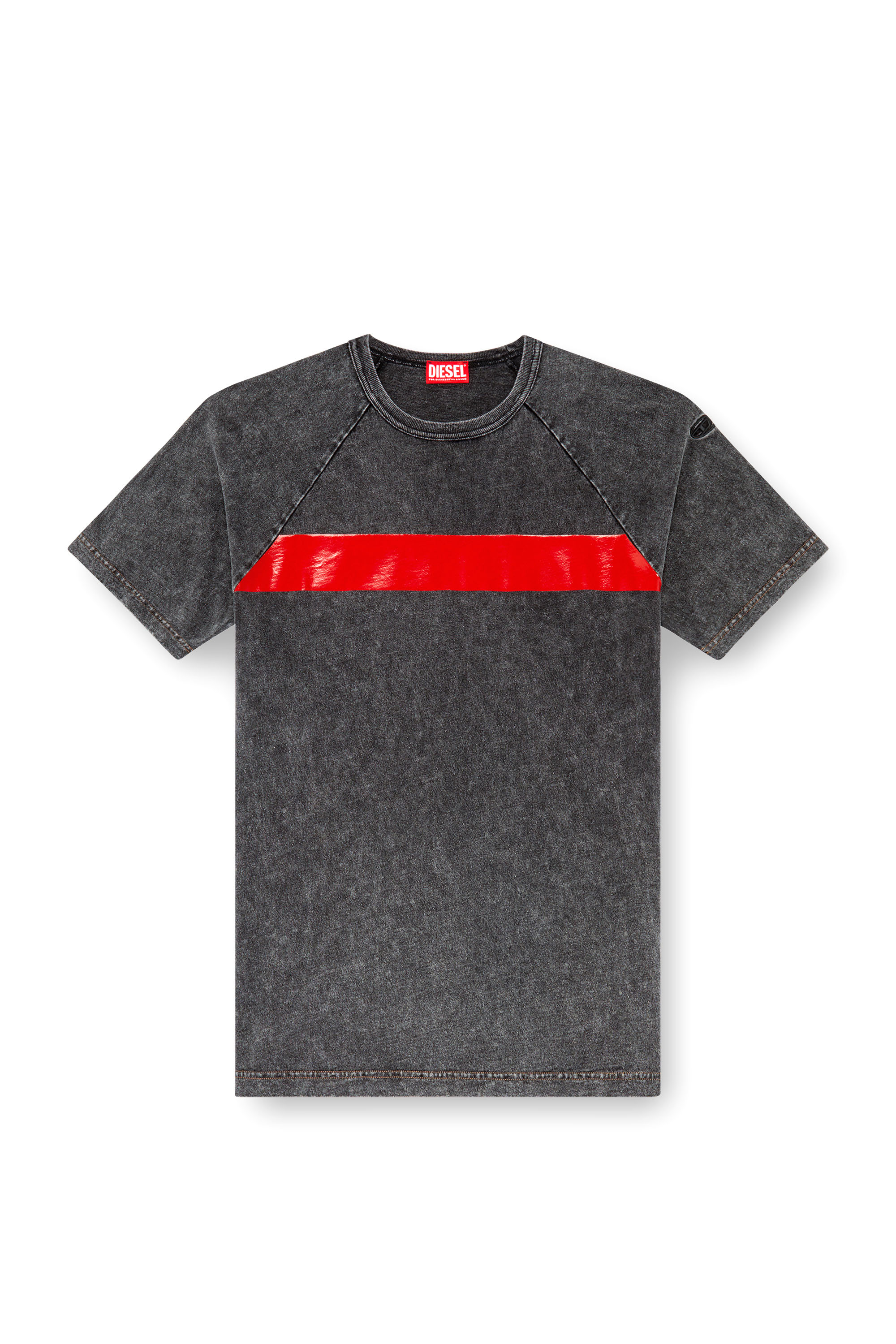 Diesel - T-RADJUST-Q1, Man Marble-effect T-shirt with glossy band in Black - Image 3