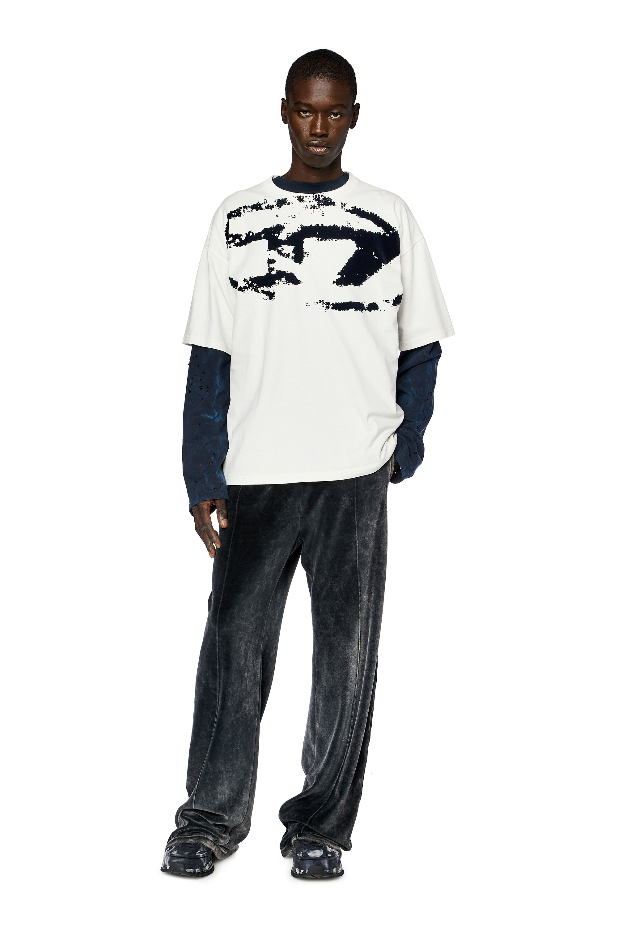 Diesel - T-BOXT-N14, Man T-shirt with distressed flocked logo in White - Image 2