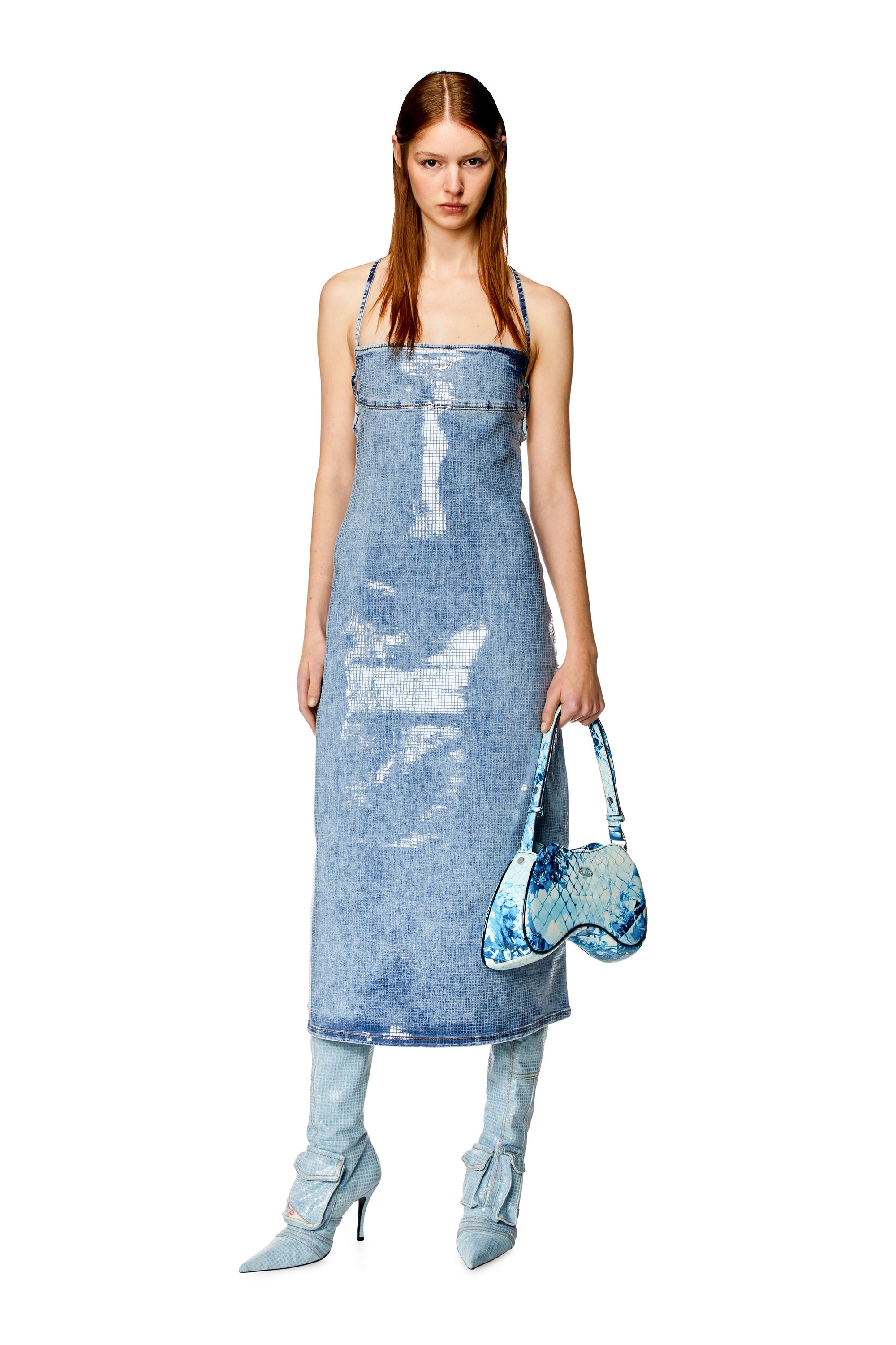 Diesel - PLAY SHOULDER, Woman Play-Shoulder bag in printed glossy PU in Blue - Image 7