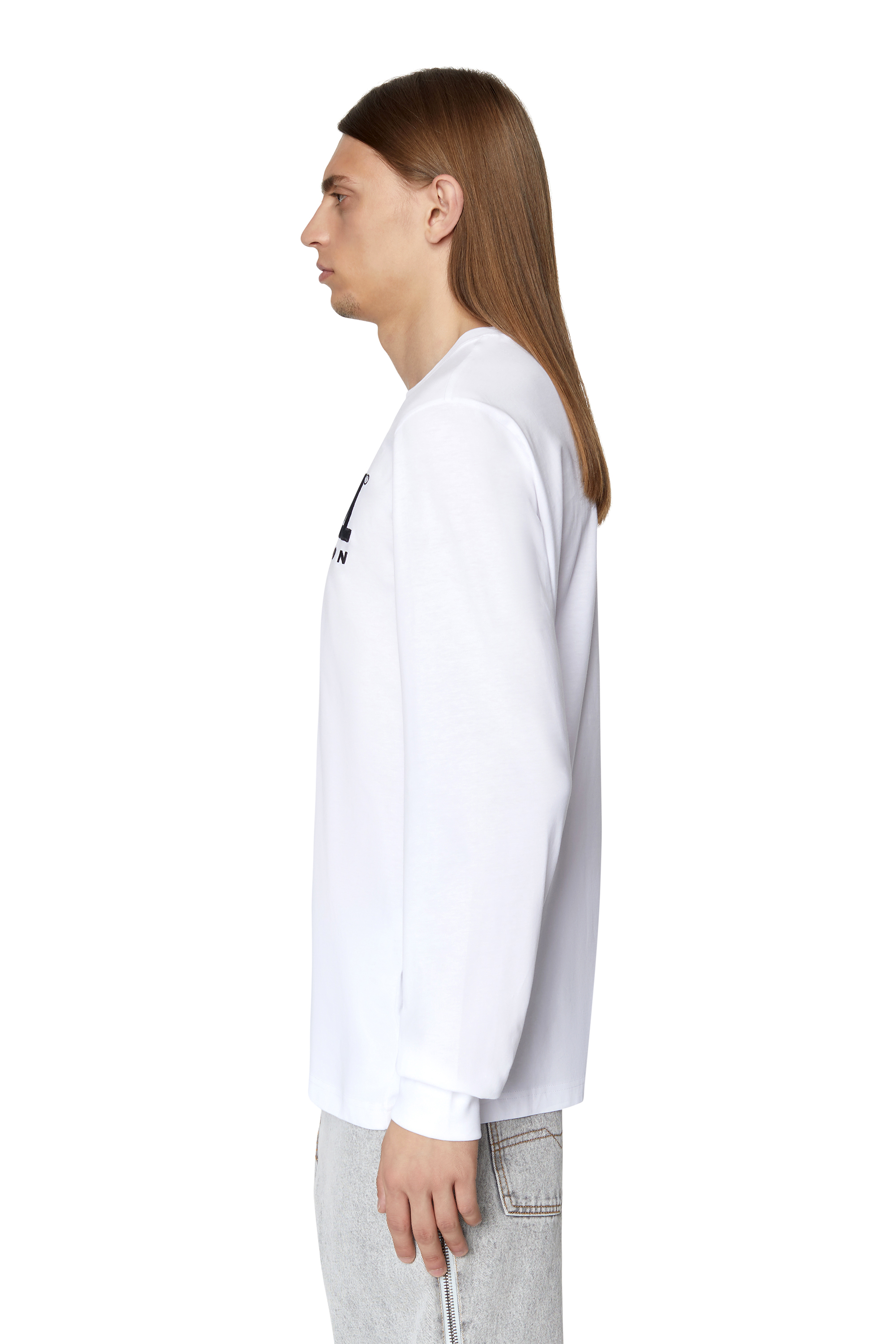 Diesel - T-JUST-LS-DIV, Man Long-sleeve T-shirt with embroidery in White - Image 6