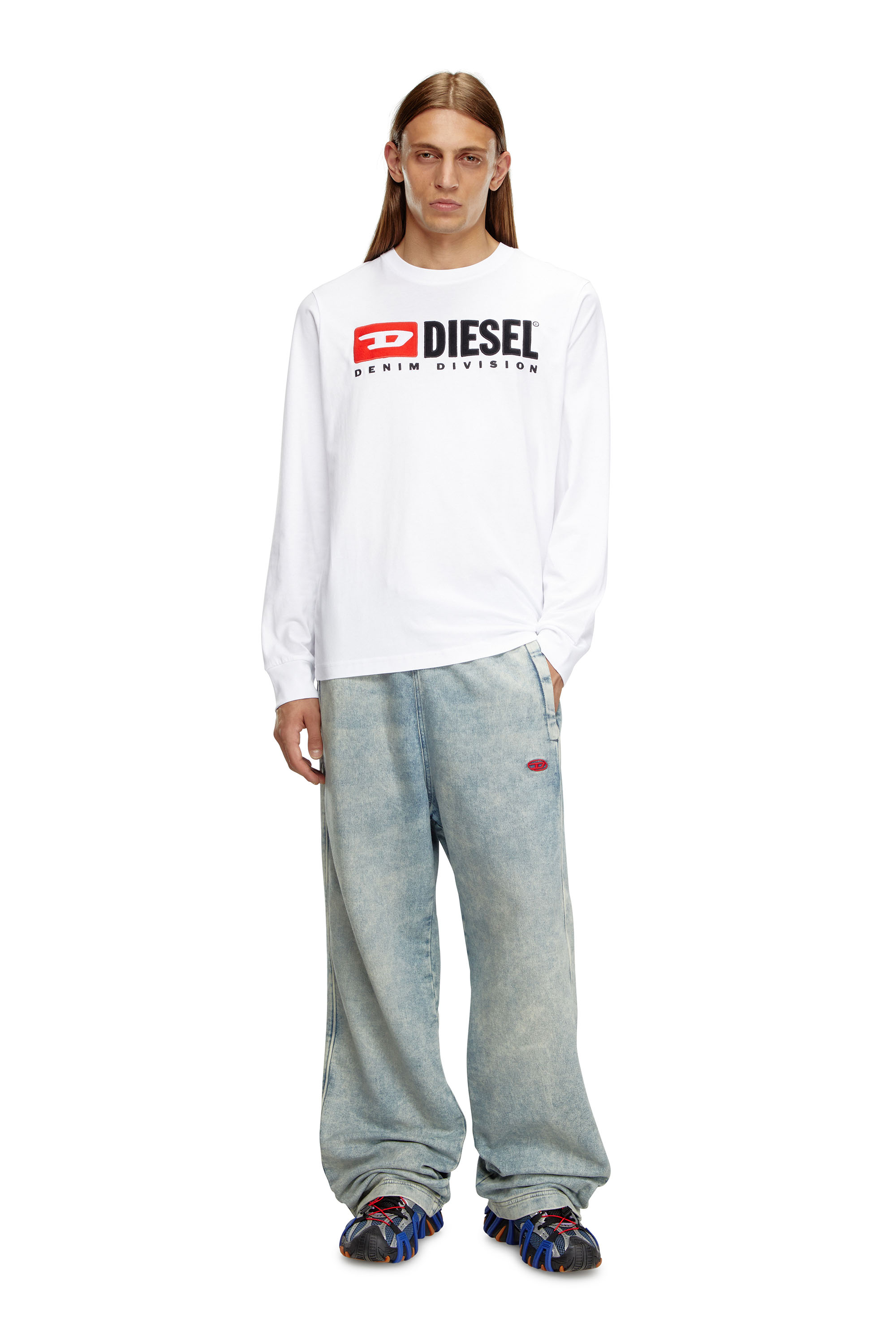 Diesel - T-JUST-LS-DIV, Man Long-sleeve T-shirt with embroidery in White - Image 2