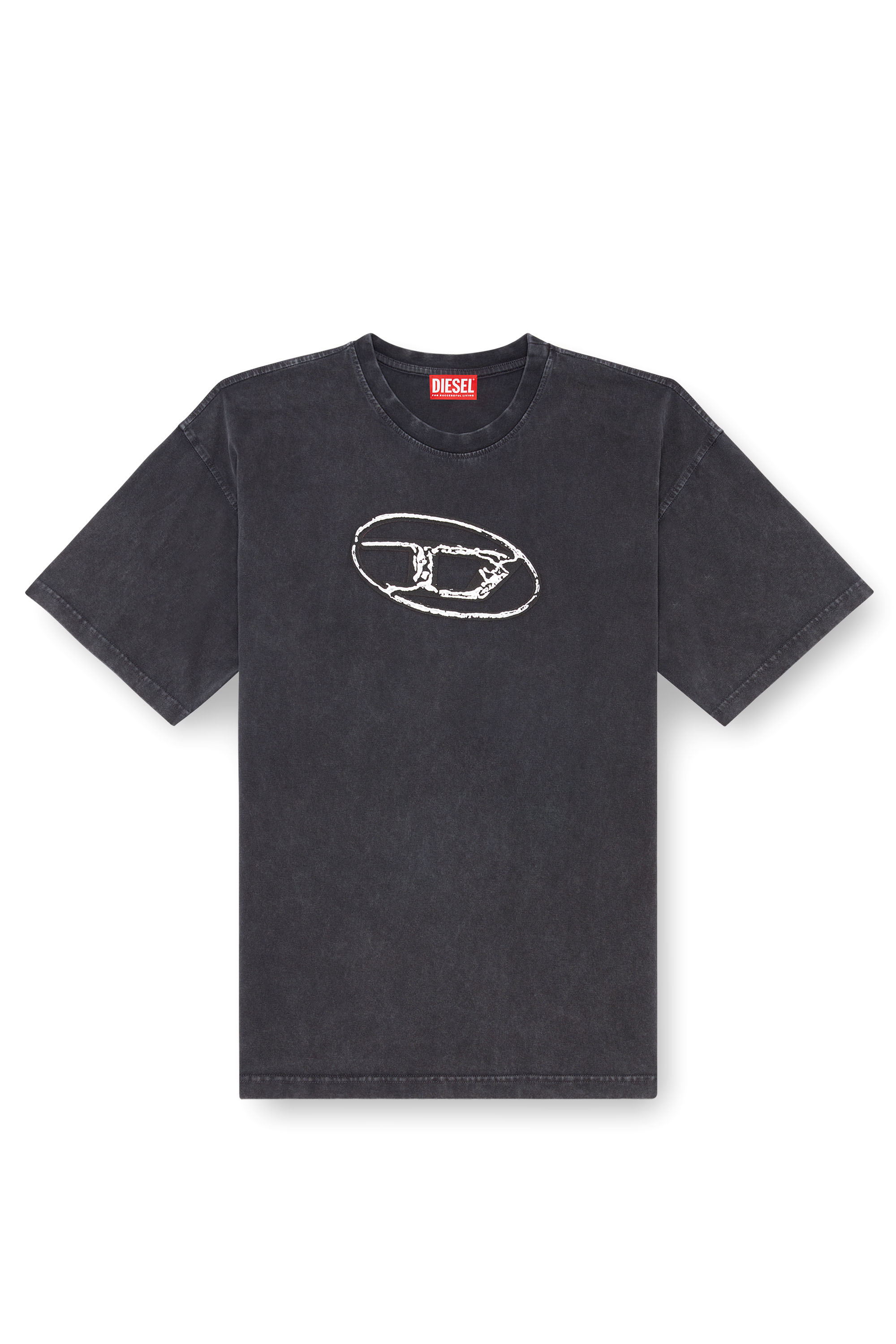 Diesel - T-BOXT-Q22, Man Faded T-shirt with Oval D print in Black - Image 3