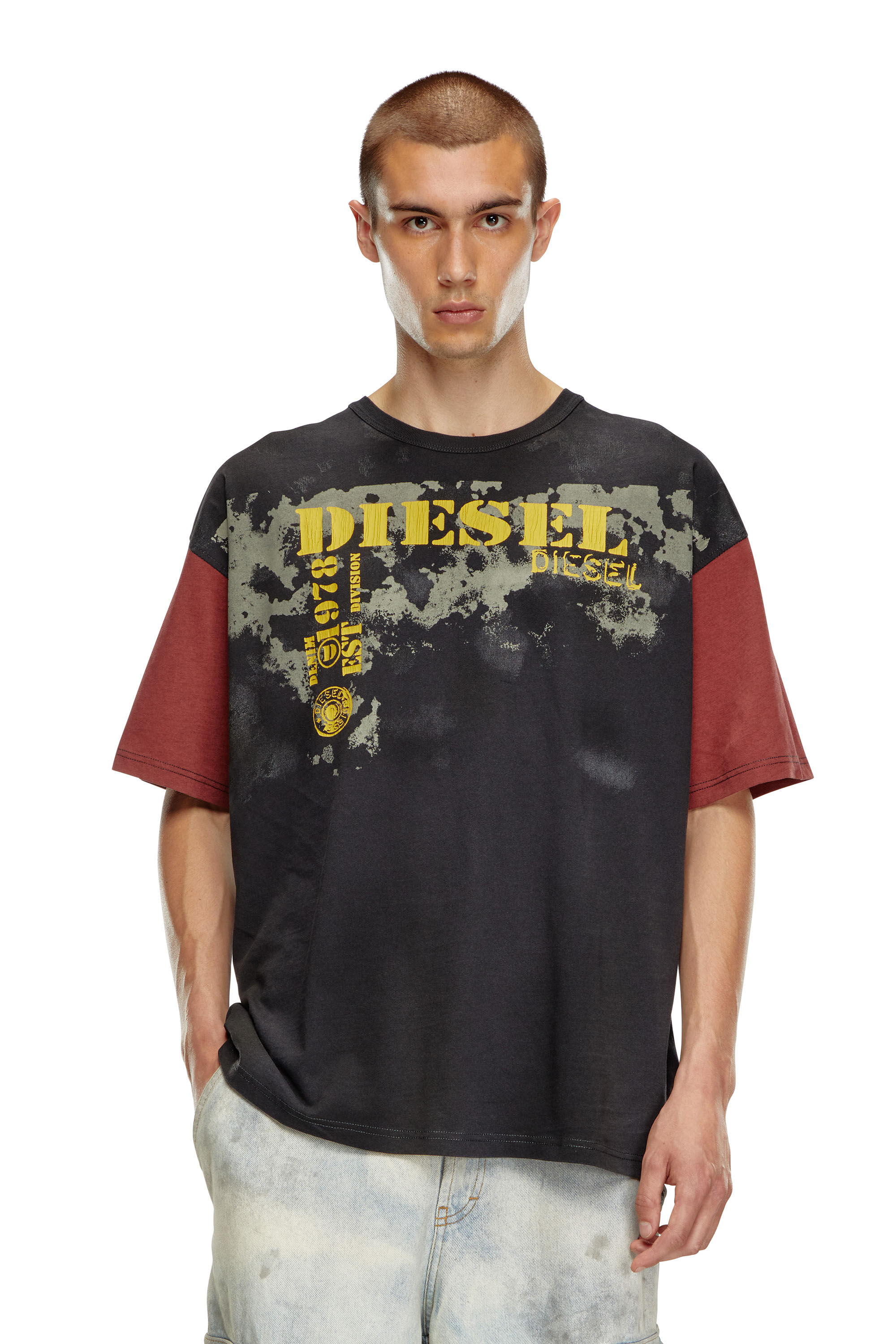 Diesel - T-BOXT-Q4, Man Colour-block T-shirt with dirty effects in Multicolor - Image 3