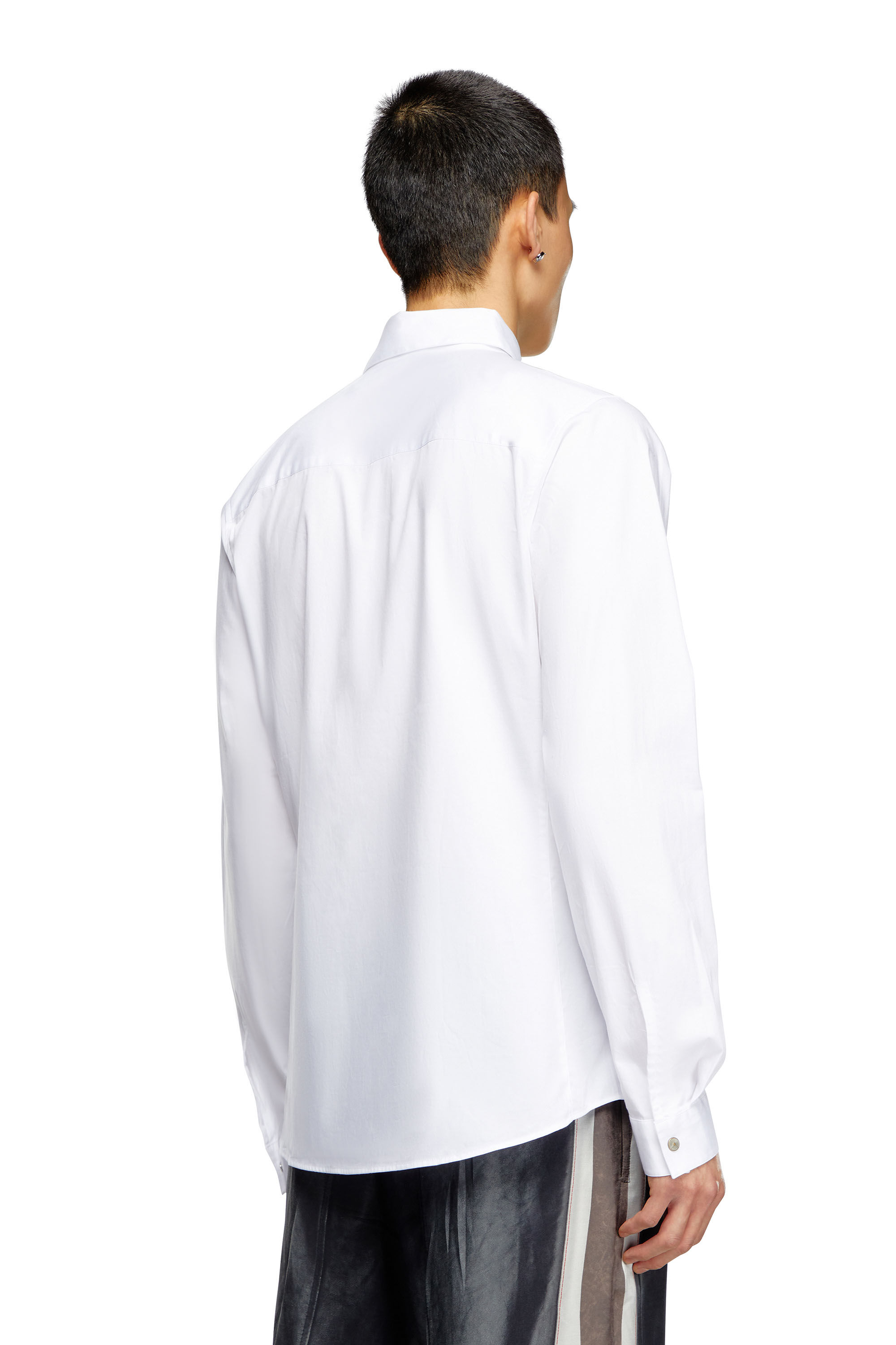 Diesel - S-FITTY-A, Man Formal shirt with logo-embroidered collar in White - Image 4