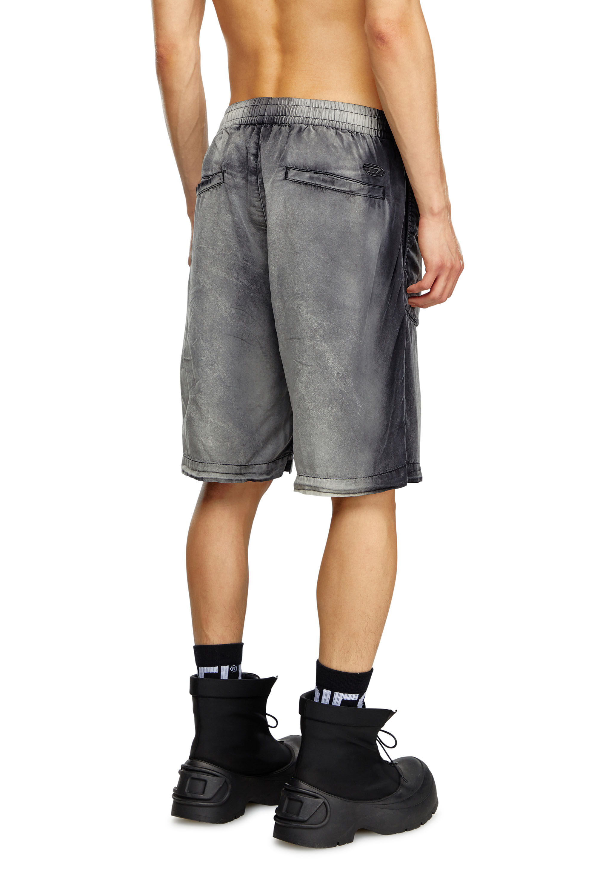 Diesel - P-EEKLO-SHORT, Man's Faded shorts with archival print in Black/Grey - 4