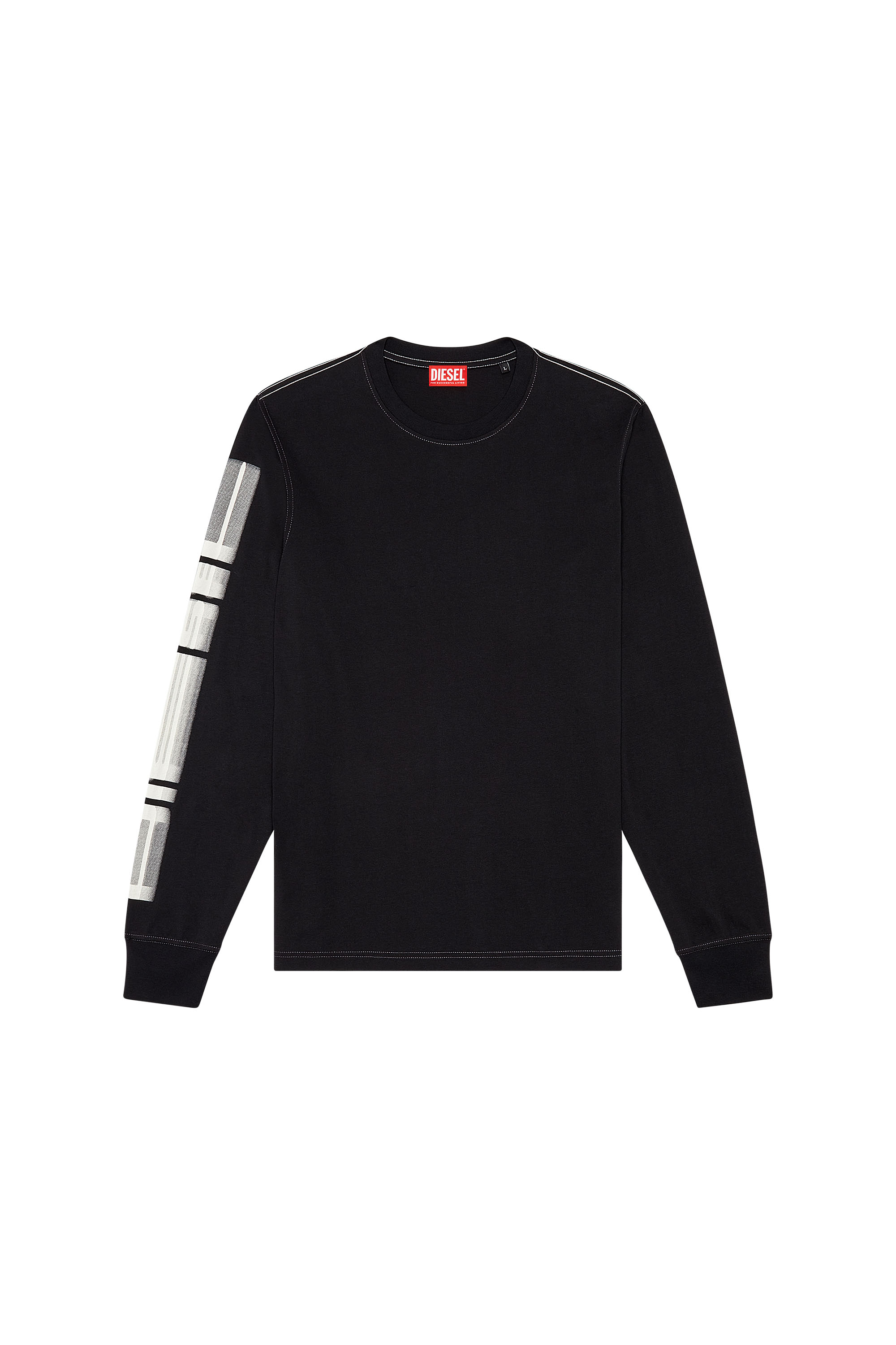 Diesel - T-JUST-LS-SLITS-N5, Man Long-sleeve T-shirt with blurry prints in Black - Image 3