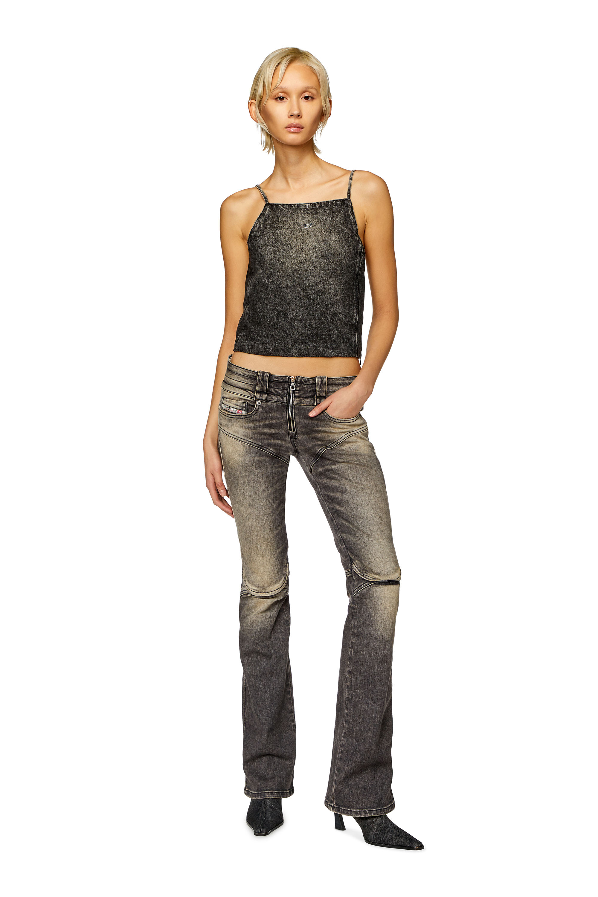 Diesel - DE-BETY-S, Woman Denim halterneck top in cotton and hemp in Black - Image 2