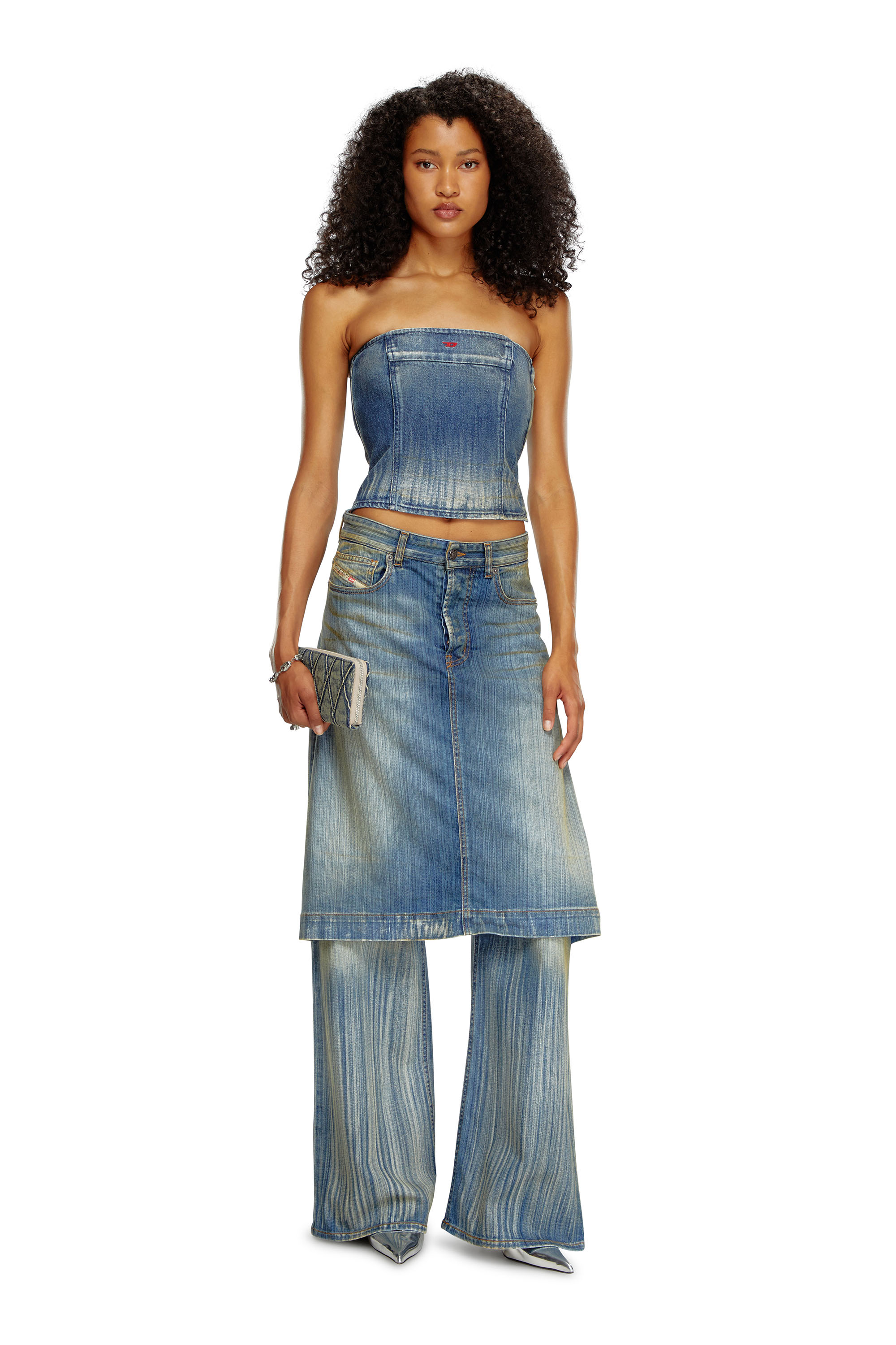 Diesel - DE-VILLE, Woman Tube top in dirt-wash denim in Blue - Image 2