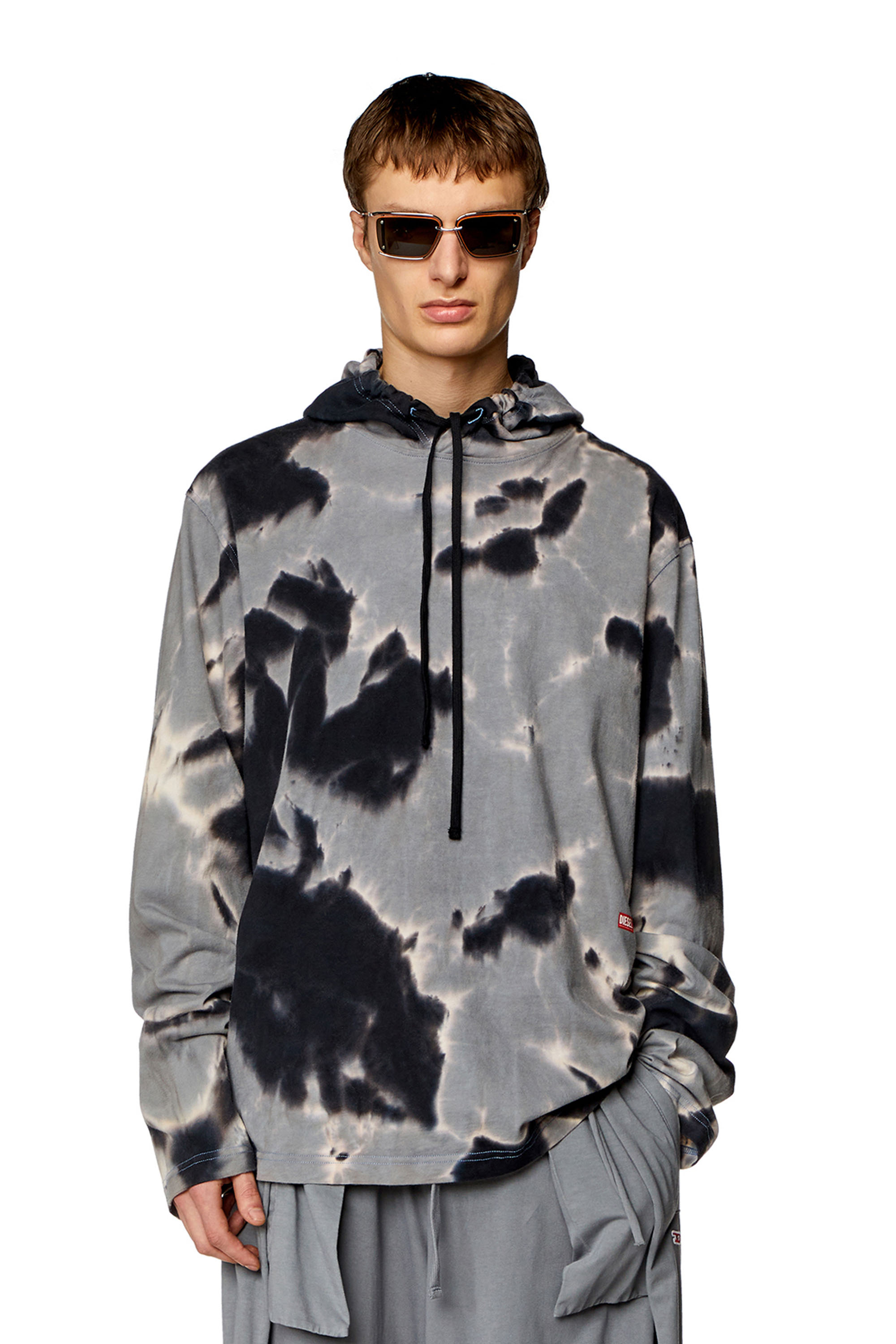 Diesel - T-CRANE-LS-HOOD-N1, Man Hoodie in tie-dye jersey in Multicolor - Image 1