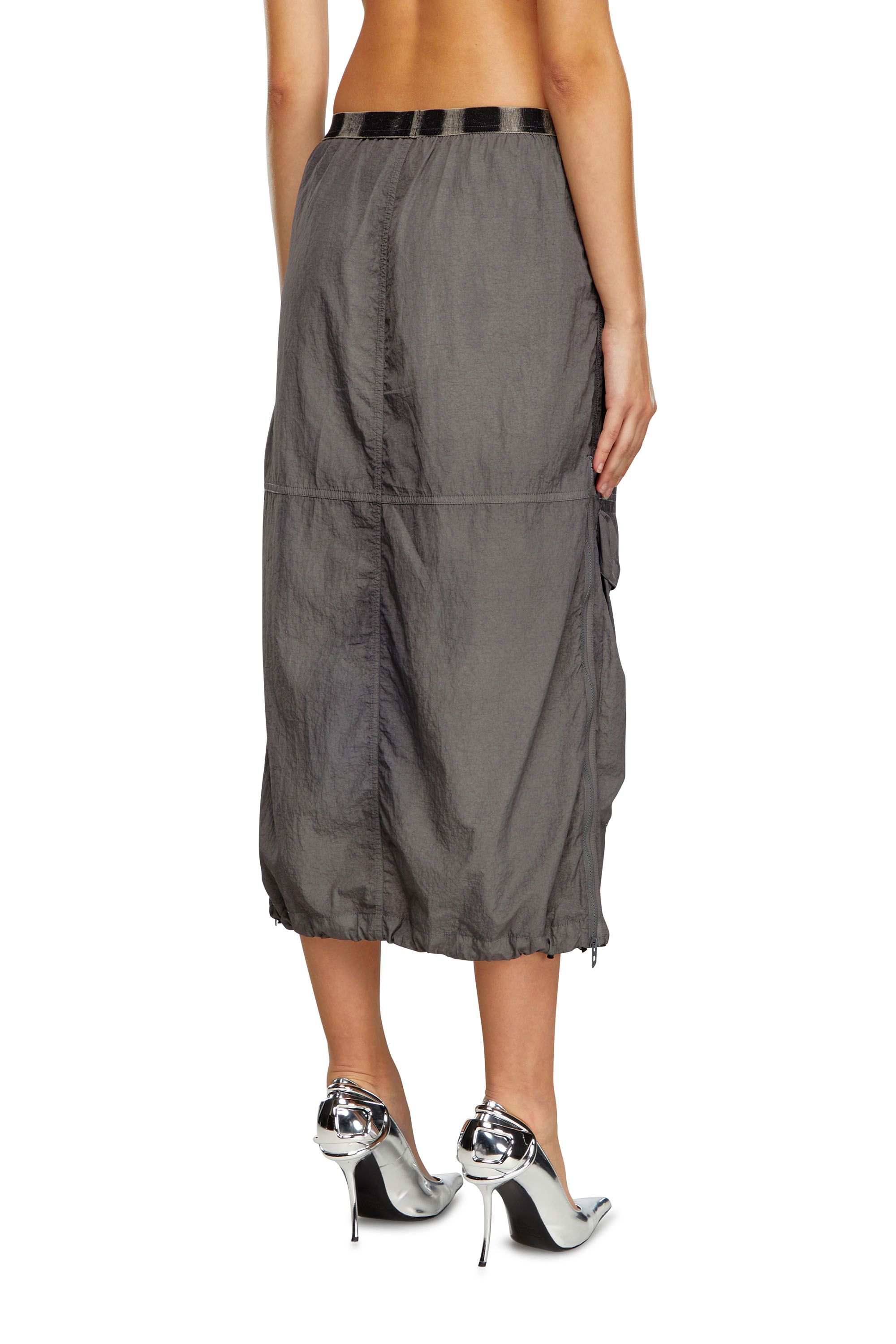 Diesel - O-ASIS, Woman's Cargo midi skirt in recycled nylon in Grey - 4