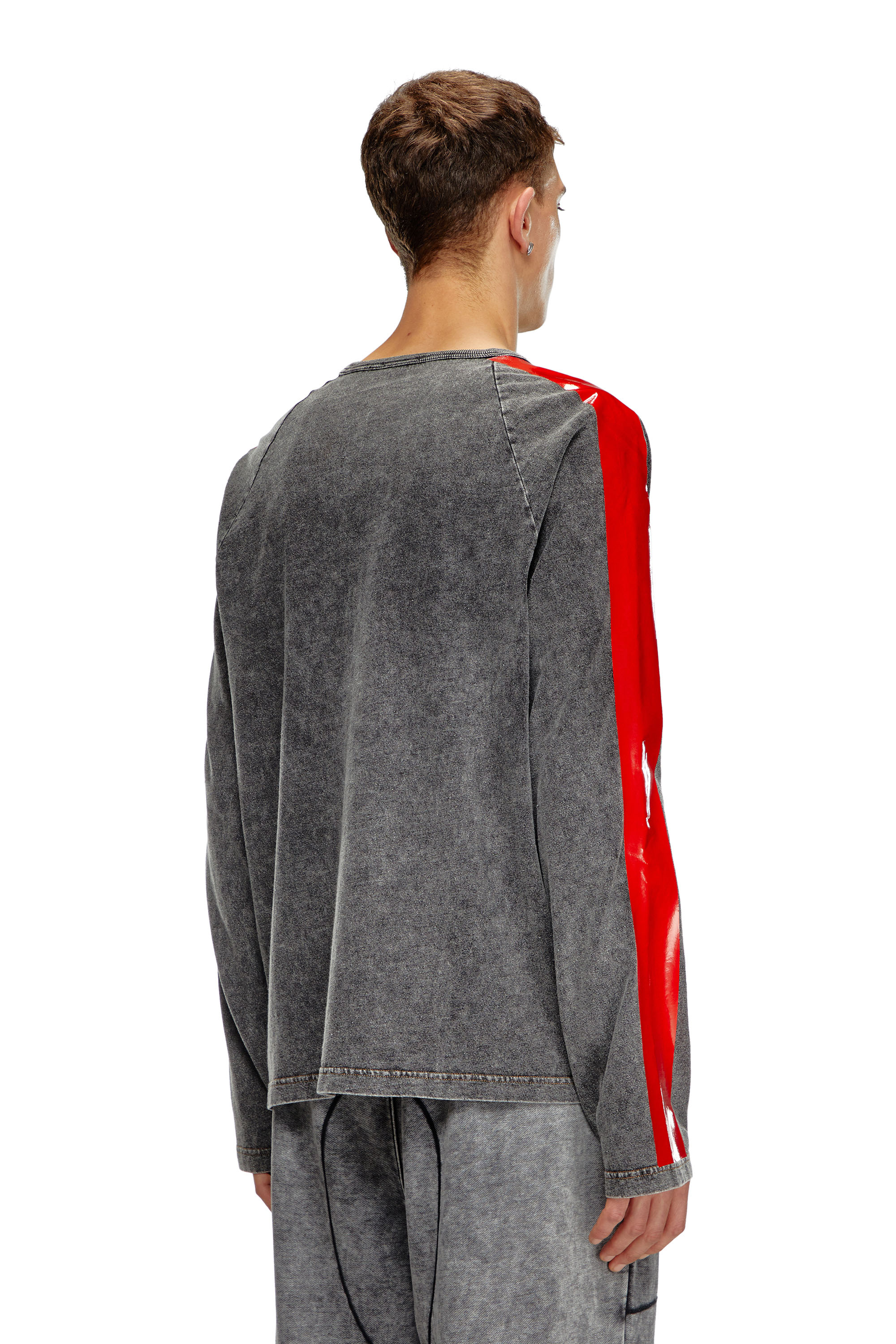 Diesel - T-REDROXT, Man Long-sleeve T-shirt with glossy bands in Black - Image 4