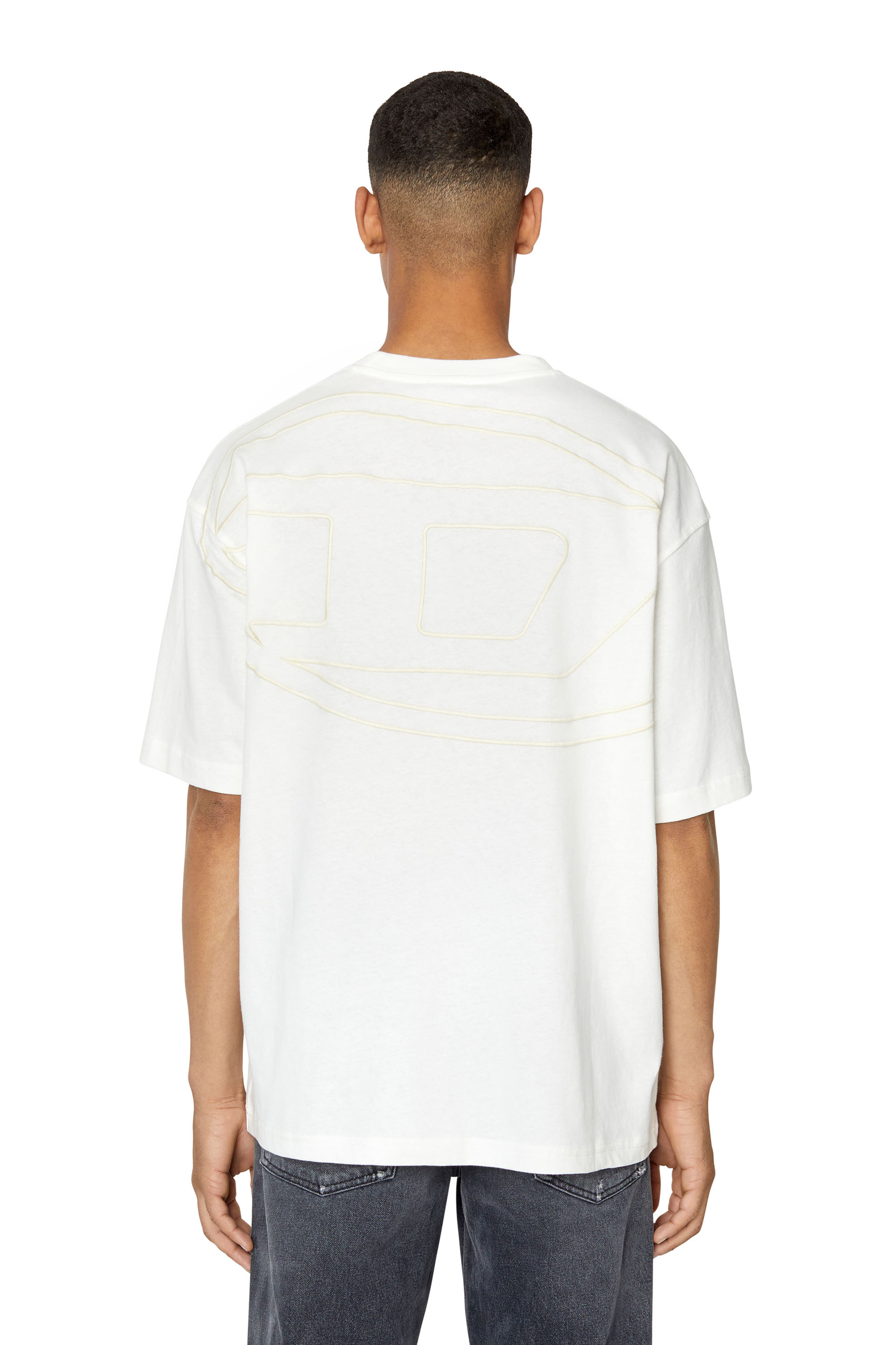 Diesel - T-BOGGY-MEGOVAL, Man T-shirt with back maxi D logo in White - Image 1