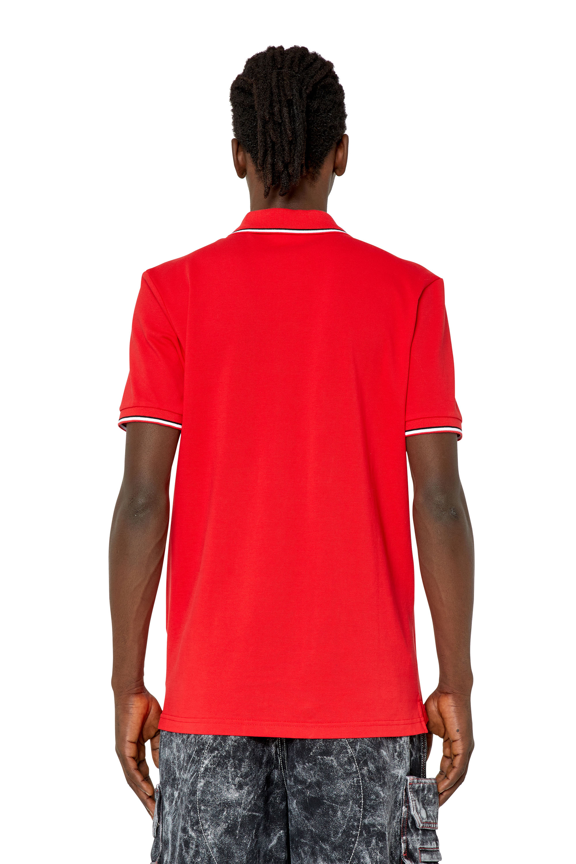 Diesel - T-SMITH-D, Man Polo shirt with striped trims in Red - Image 2