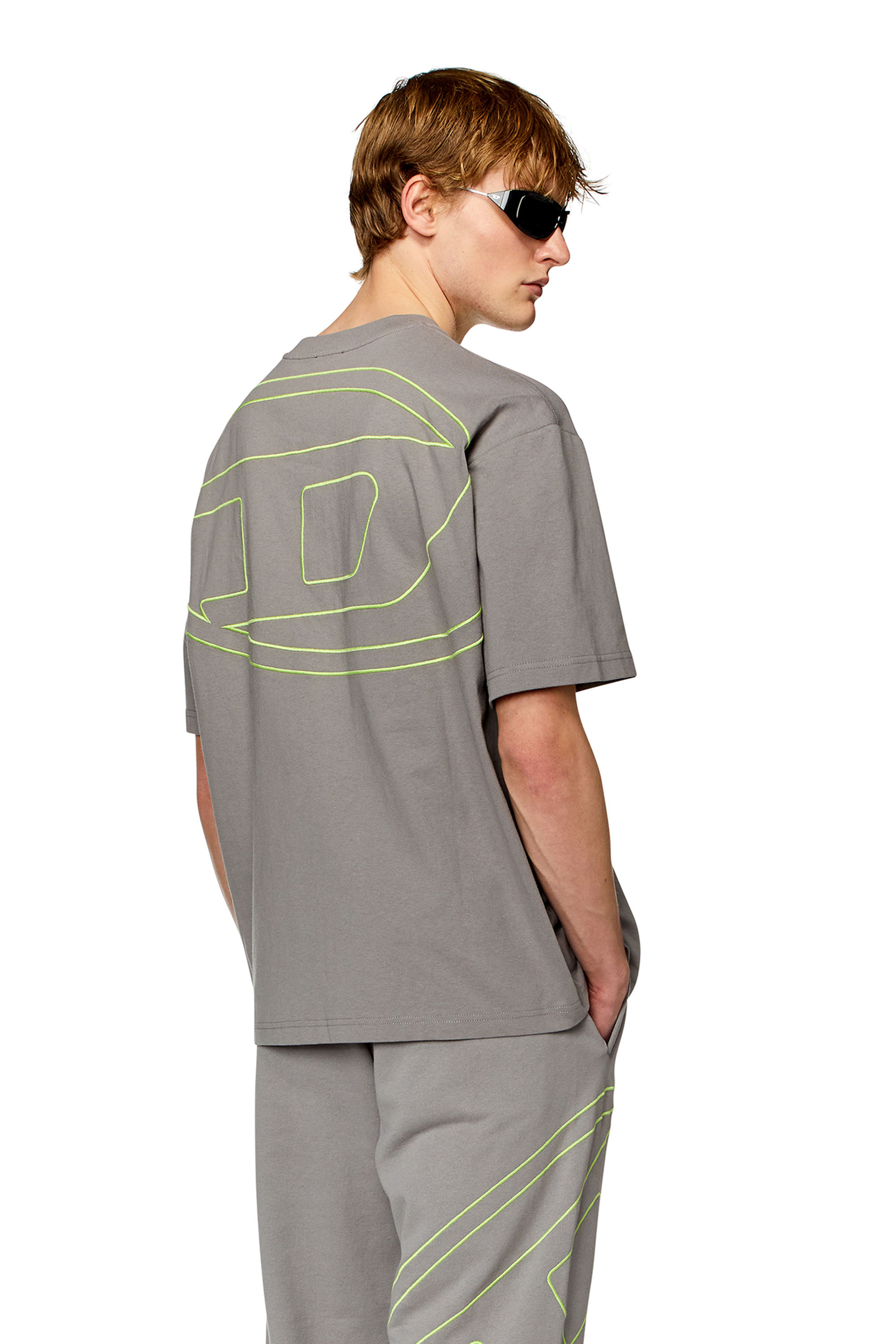 Diesel - T-BOGGY-MEGOVAL-D, Man T-shirt with maxi oval D embroidery in Grey - Image 1