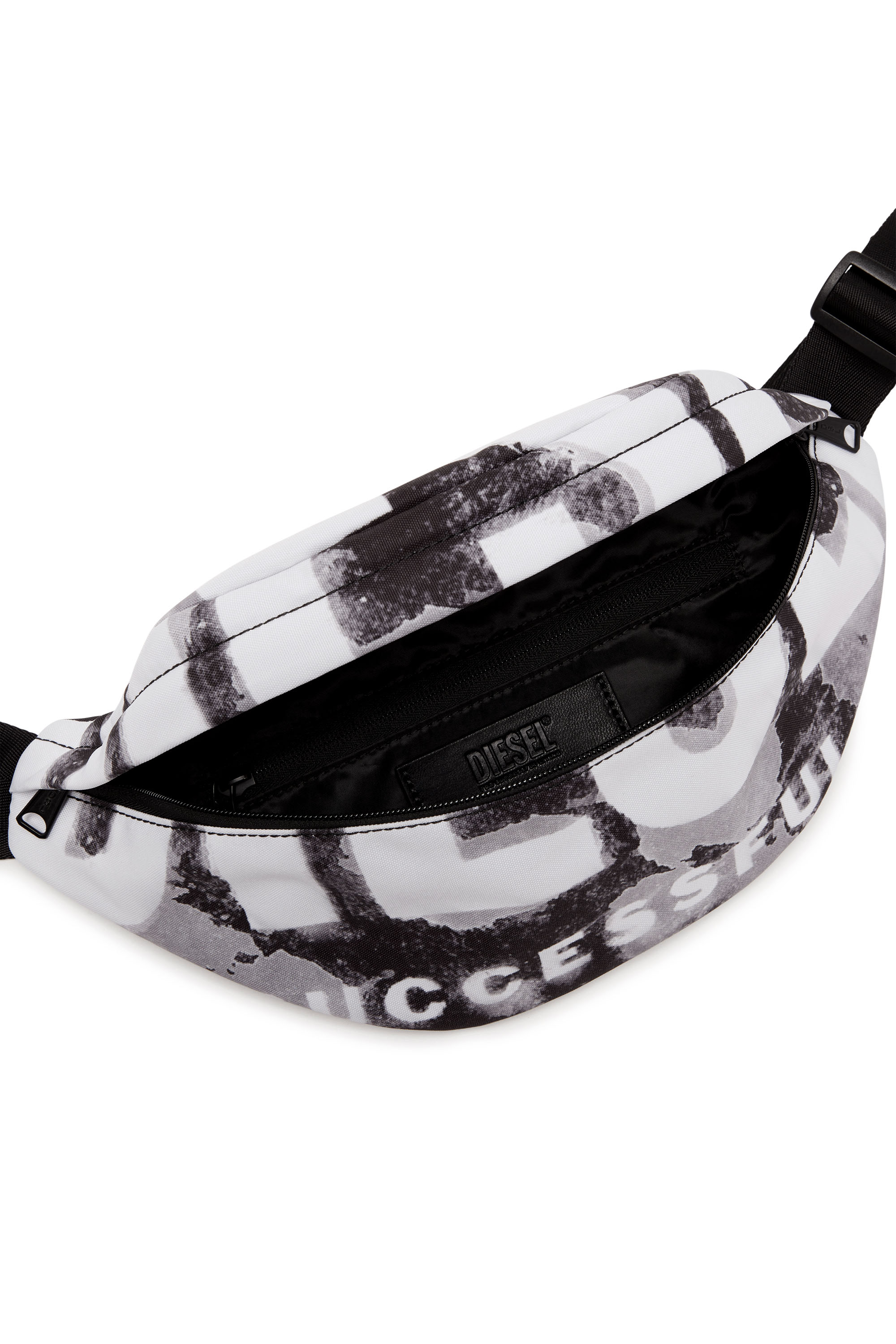 Diesel - RAVE BELTBAG X, Man Rave Beltbag X - Belt bag in logo-printed fabric in Black - Image 4
