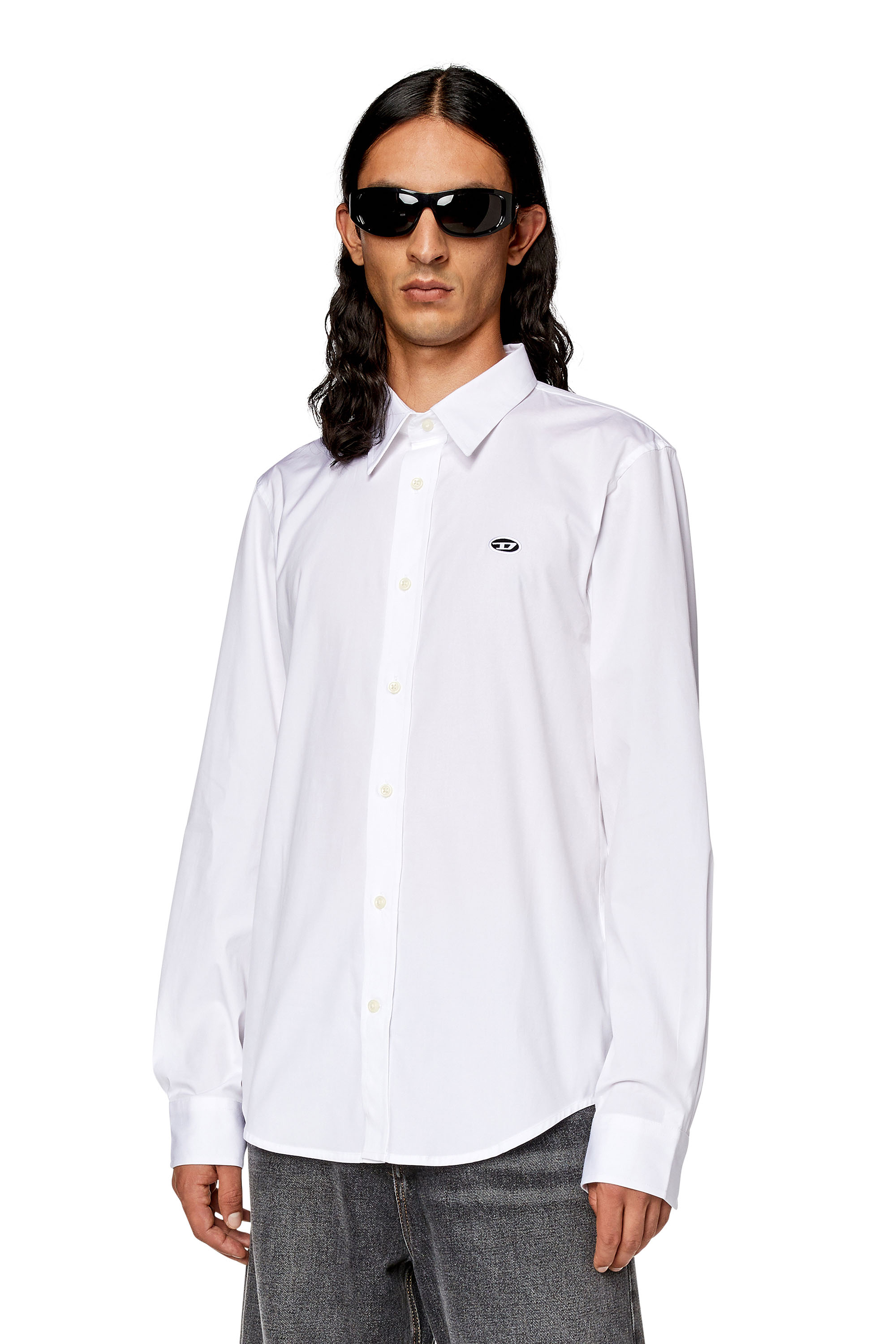 Diesel - S-BENNY-A, Man Shirt with oval D patch in White - Image 1