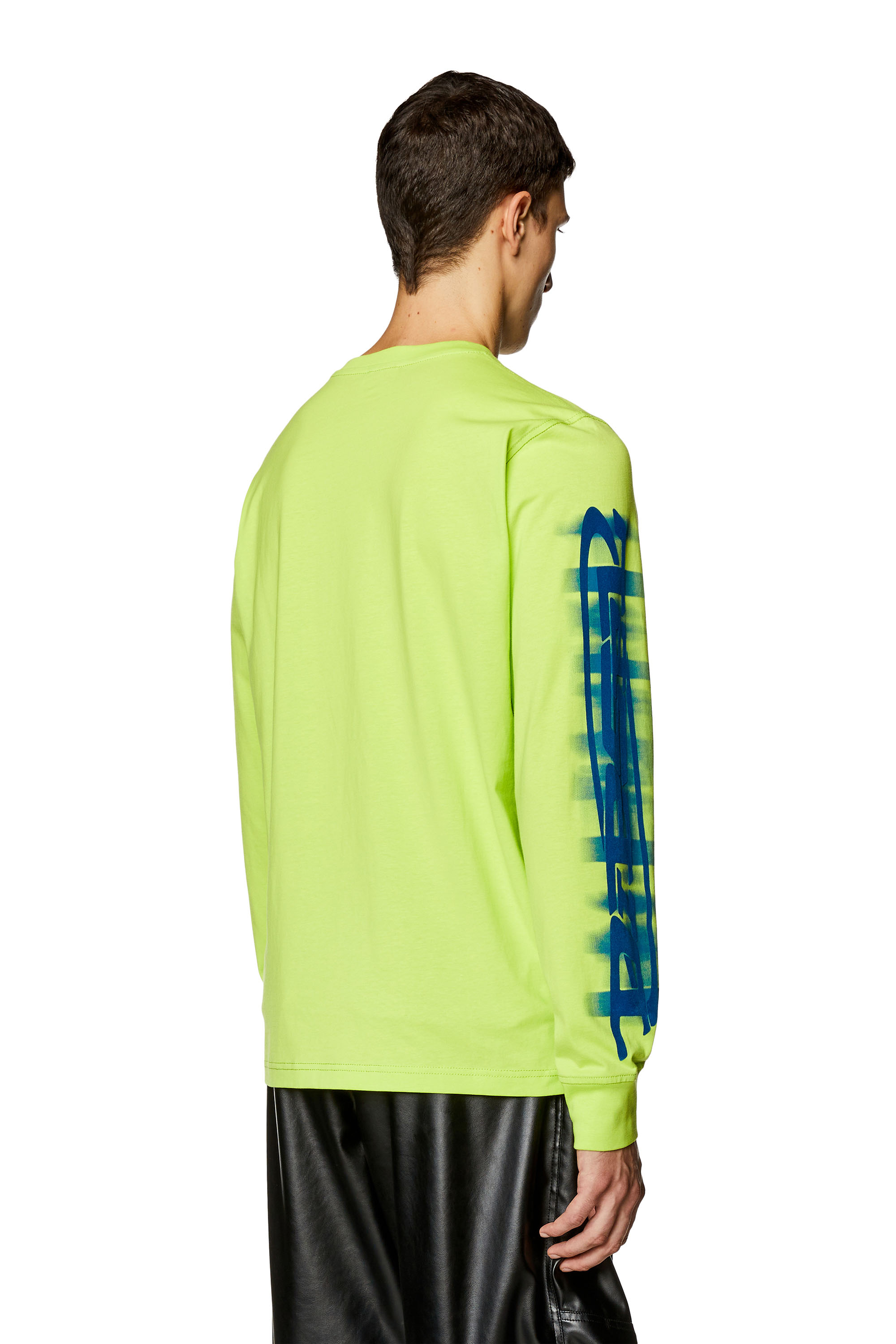 Diesel - T-JUST-LS-SLITS-N2, Man Long-sleeve T-shirt with blurry Diesel print in Green - Image 4