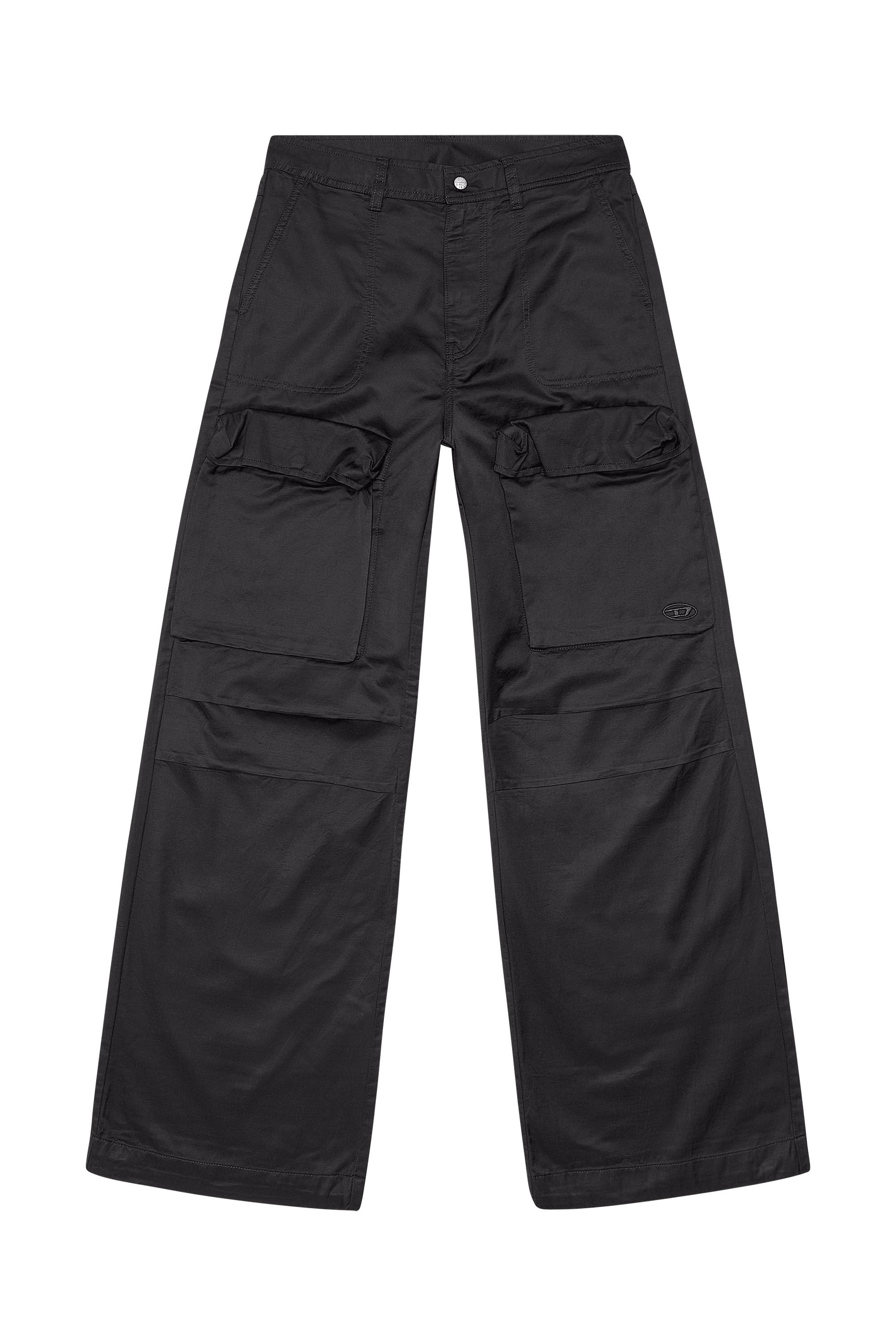 Diesel - P-MALVAROSA-NEW, Woman Cargo pants in slub satin in Black - Image 2