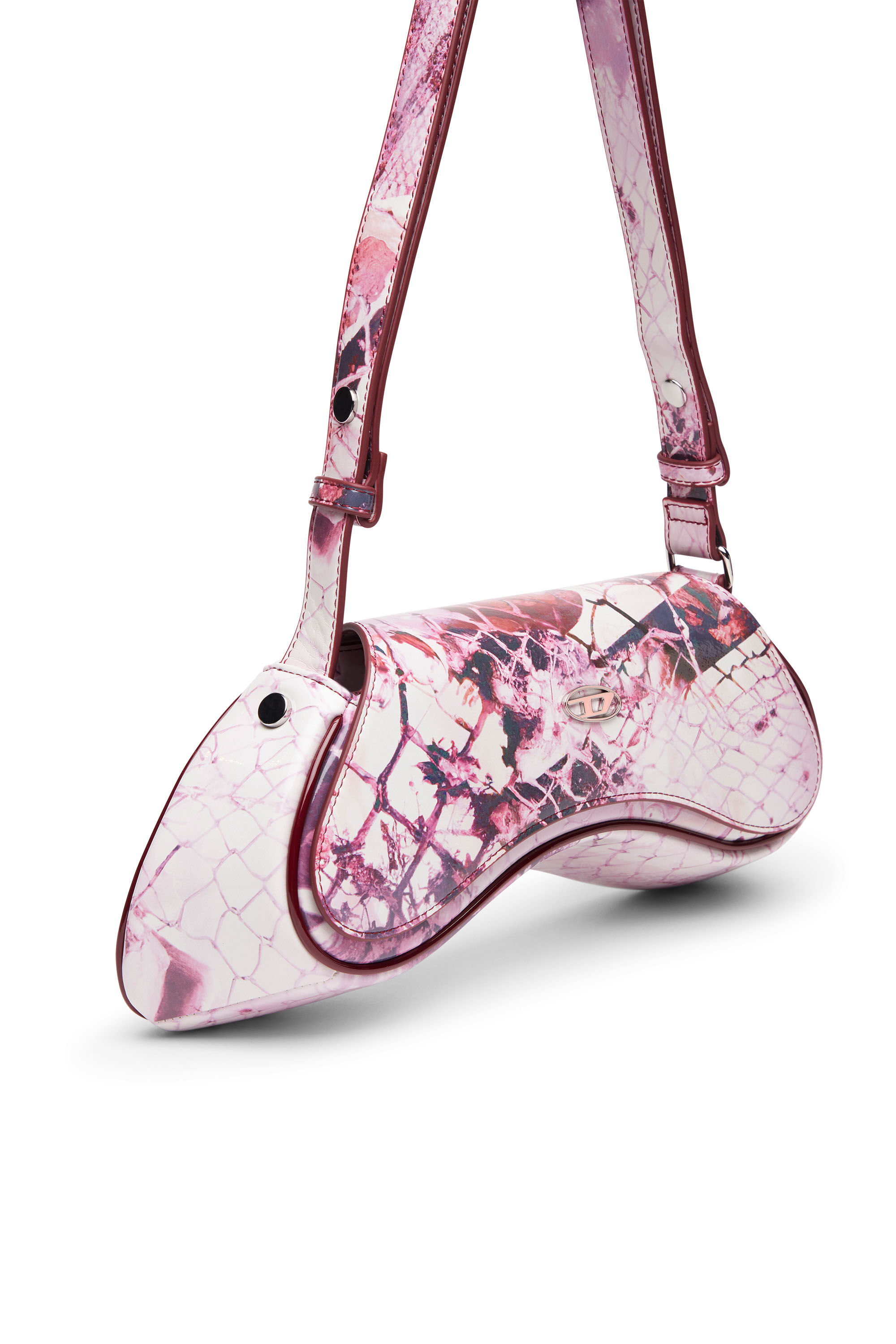 Diesel - PLAY CROSSBODY, Woman's Play-Shoulder bag in printed glossy PU in Pink - 2