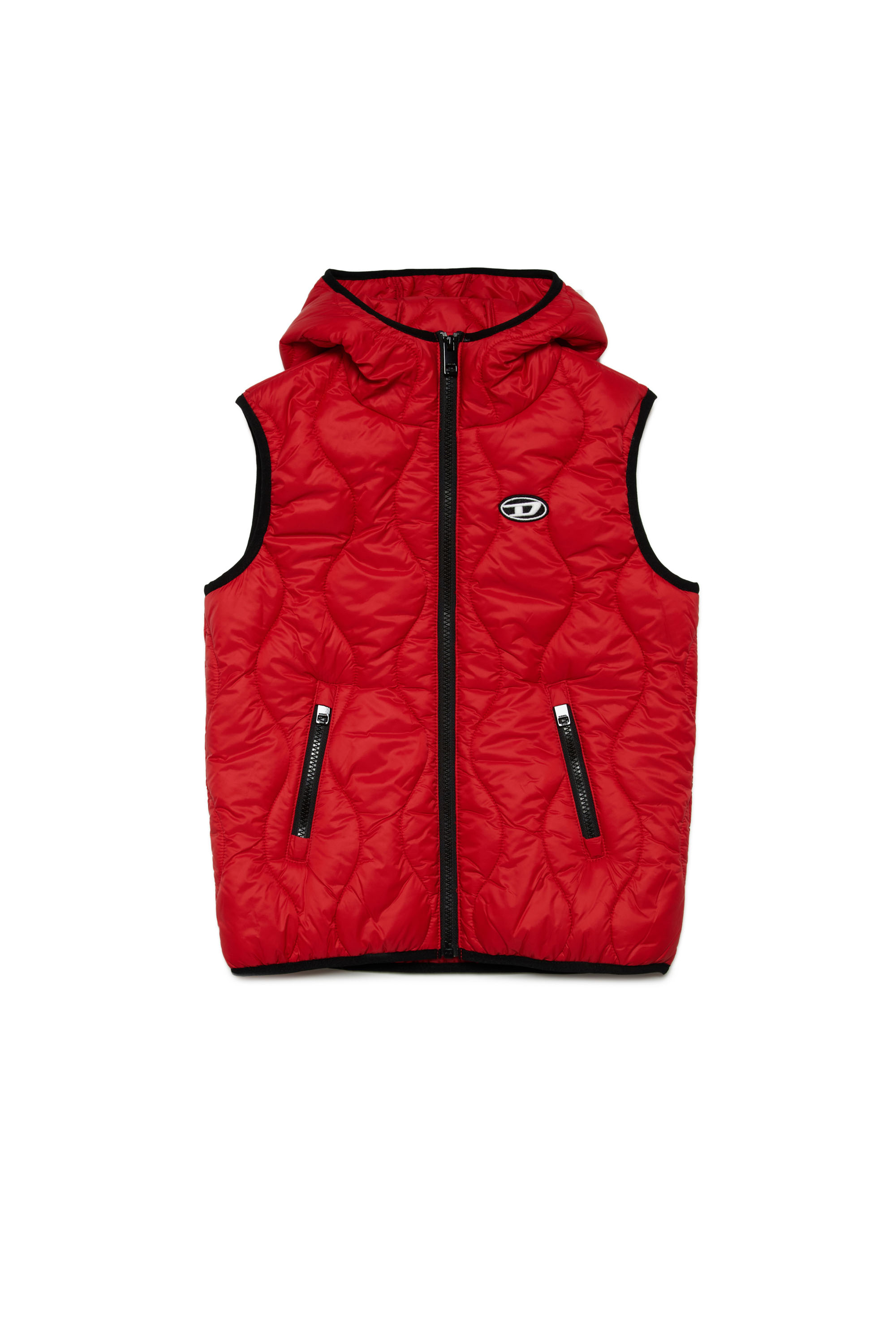 Diesel - JSLASH, Unisex Hooded vest in quilted nylon in Red - Image 2