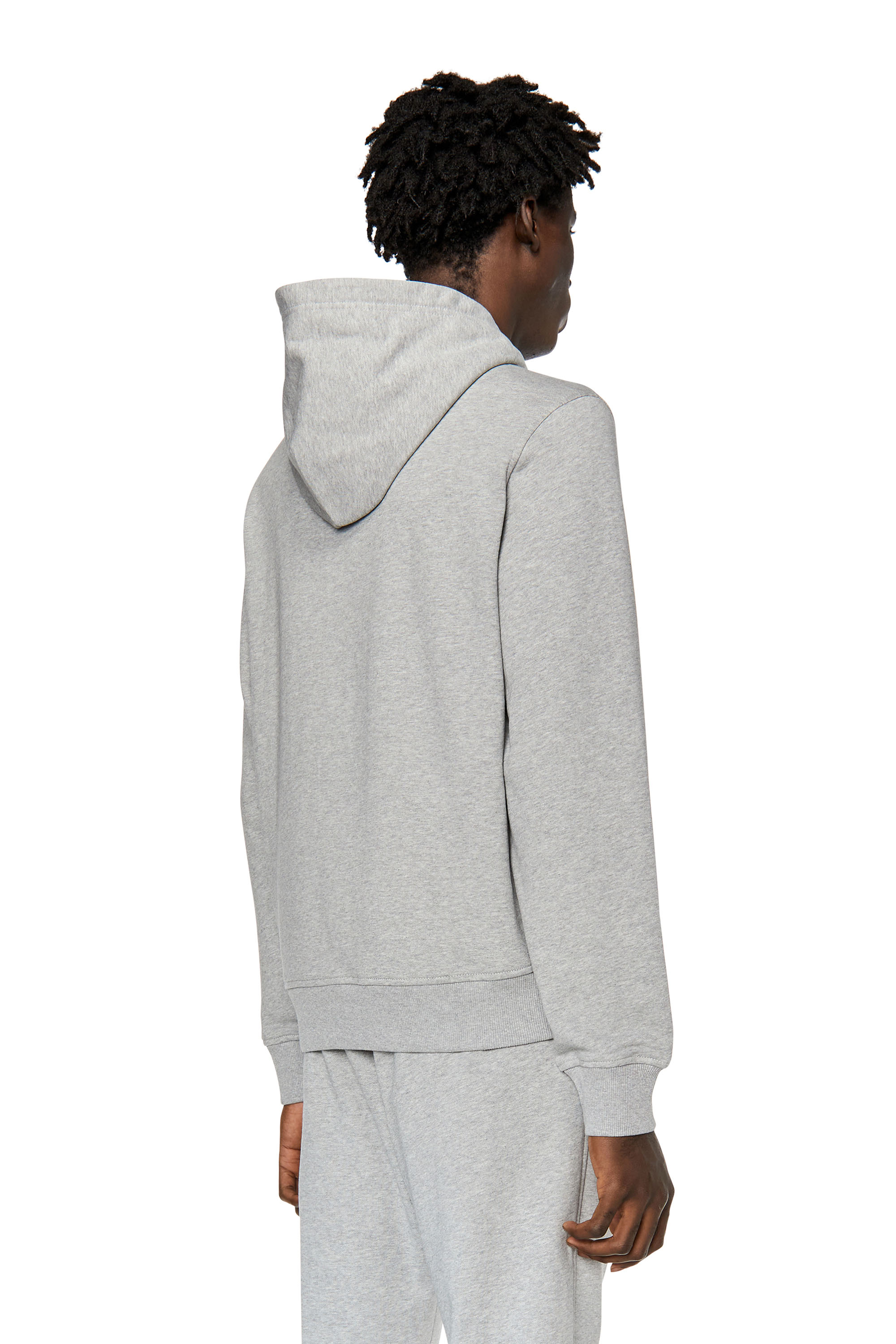 Diesel - S-GINN-HOOD-DIV, Man Hoodie with logo appliqué in Grey - Image 4