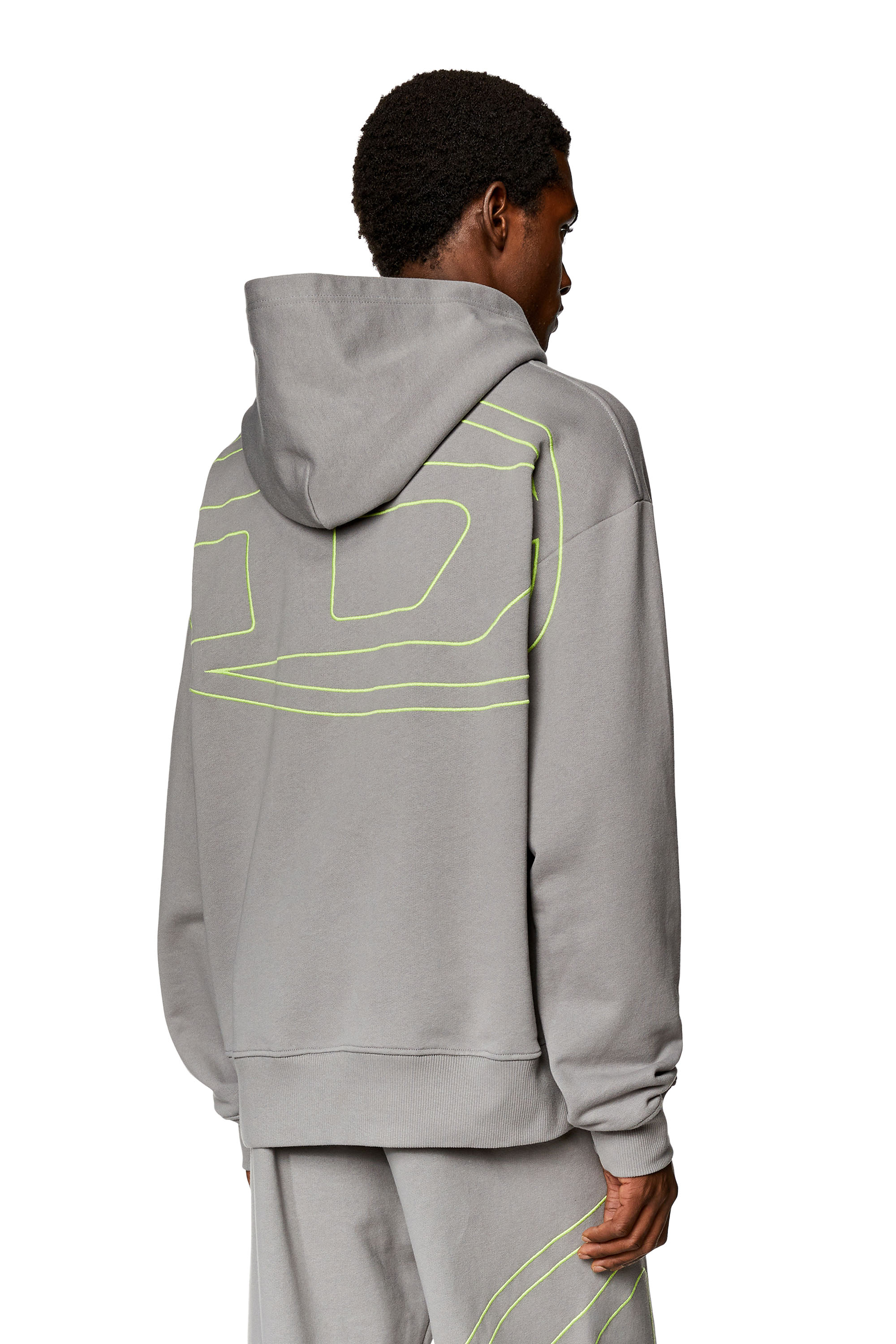 Diesel - S-MACS-HOOD-MEGOVAL-D, Man Hoodie with logo embroidery in Grey - Image 1