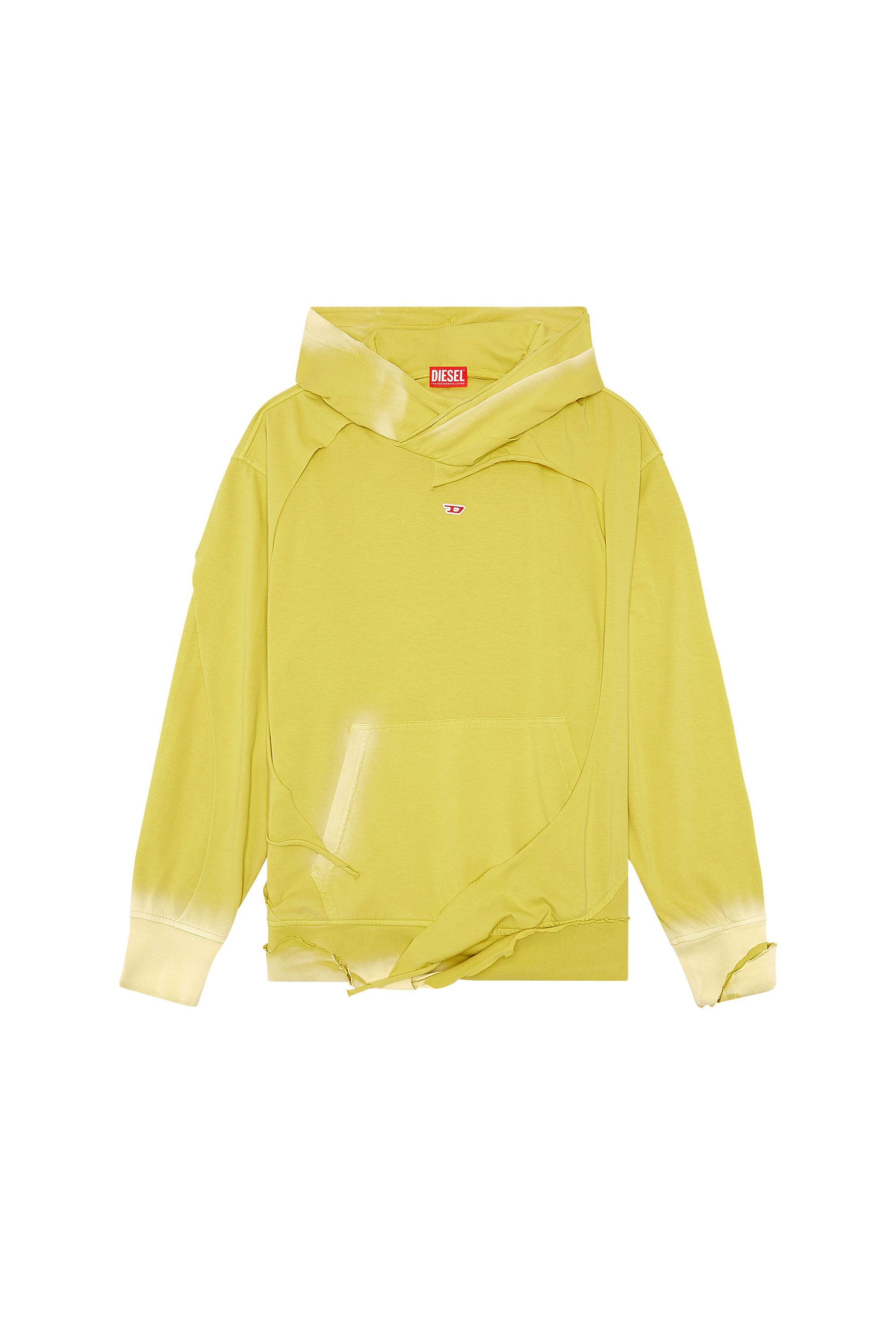 Diesel - S-STRAHOOP-N1, Man Hoodie with destroyed peel-off effect in Yellow - Image 3