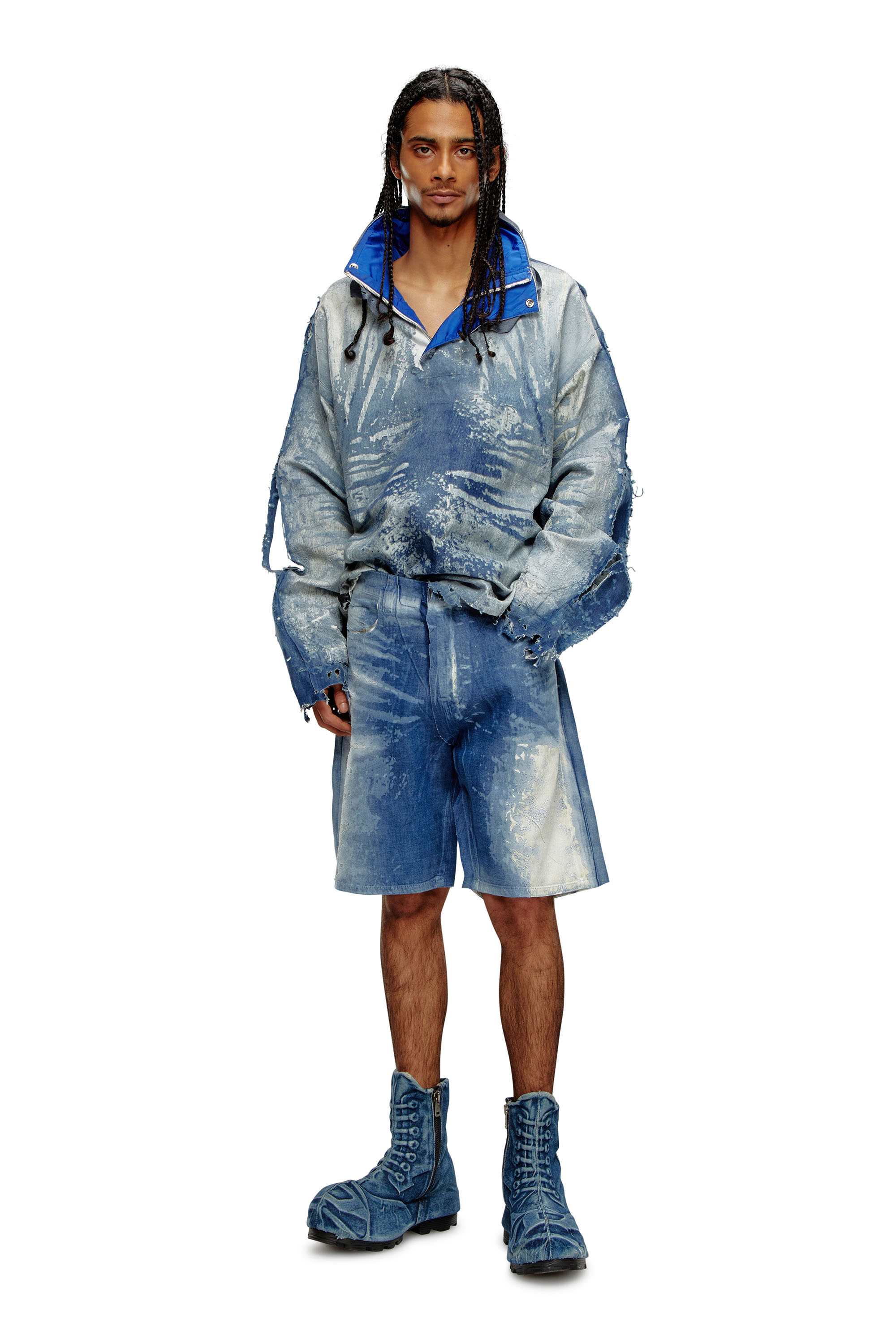 Diesel - D-SHORTY-FSE, Man Shorts in peel-off denim in Blue - Image 2