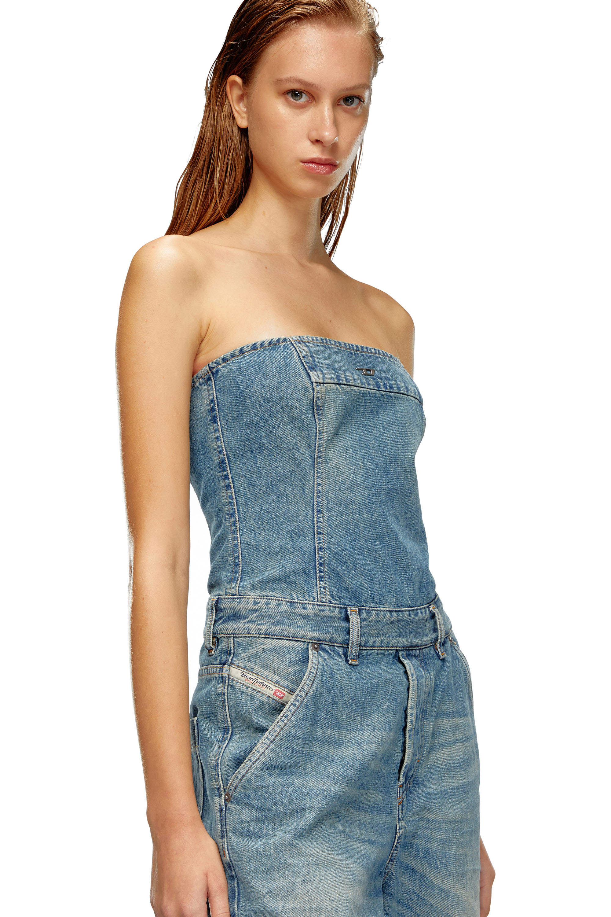 Diesel - DE-BRIDE, Woman Denim strapless jumpsuit in Blue - Image 4