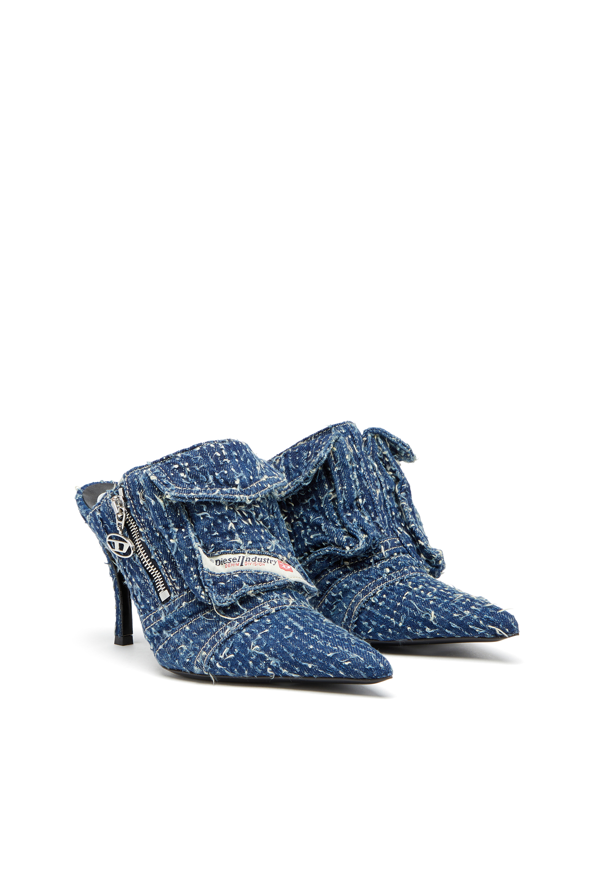 Diesel - D-VENUS POCKET ML, Woman D-Venus-Heeled mules in bouclé denim in Blue - Image 2