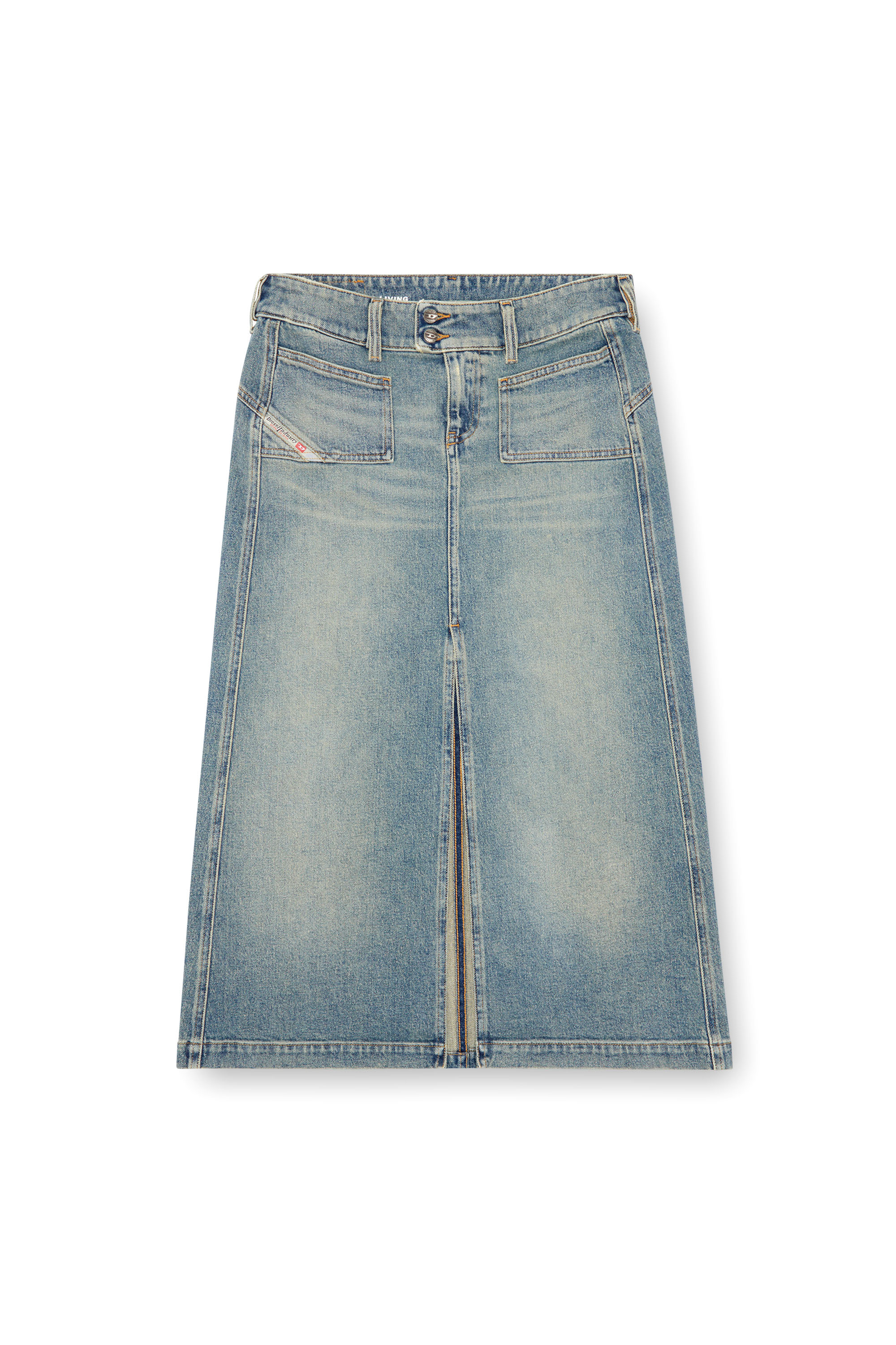 Diesel - DE-HUSH-MID, Woman Midi skirt in denim in Blue - Image 3