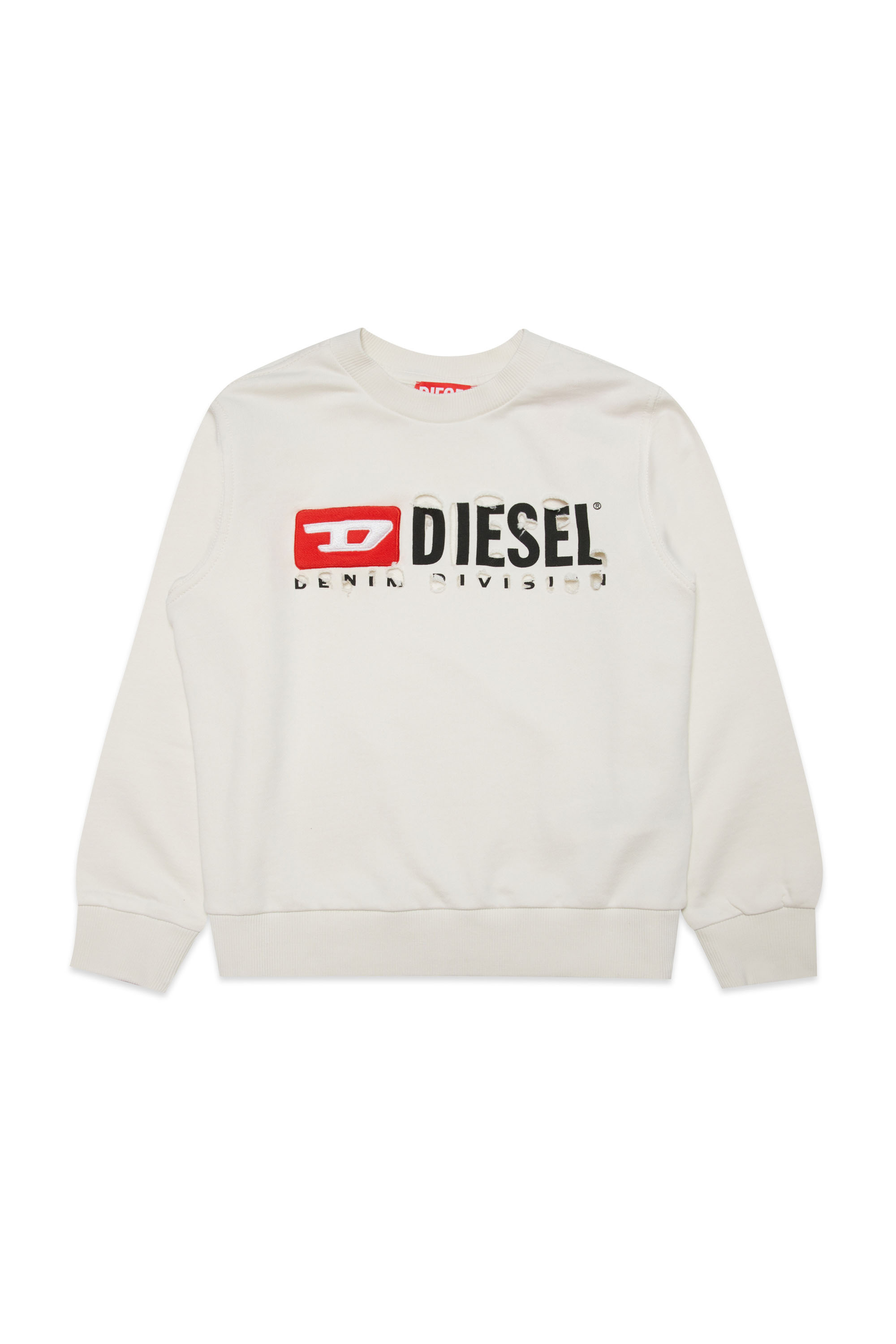Diesel - SMACSDIVSTROYED, Man Sweatshirt with destroyed logo in White - Image 1