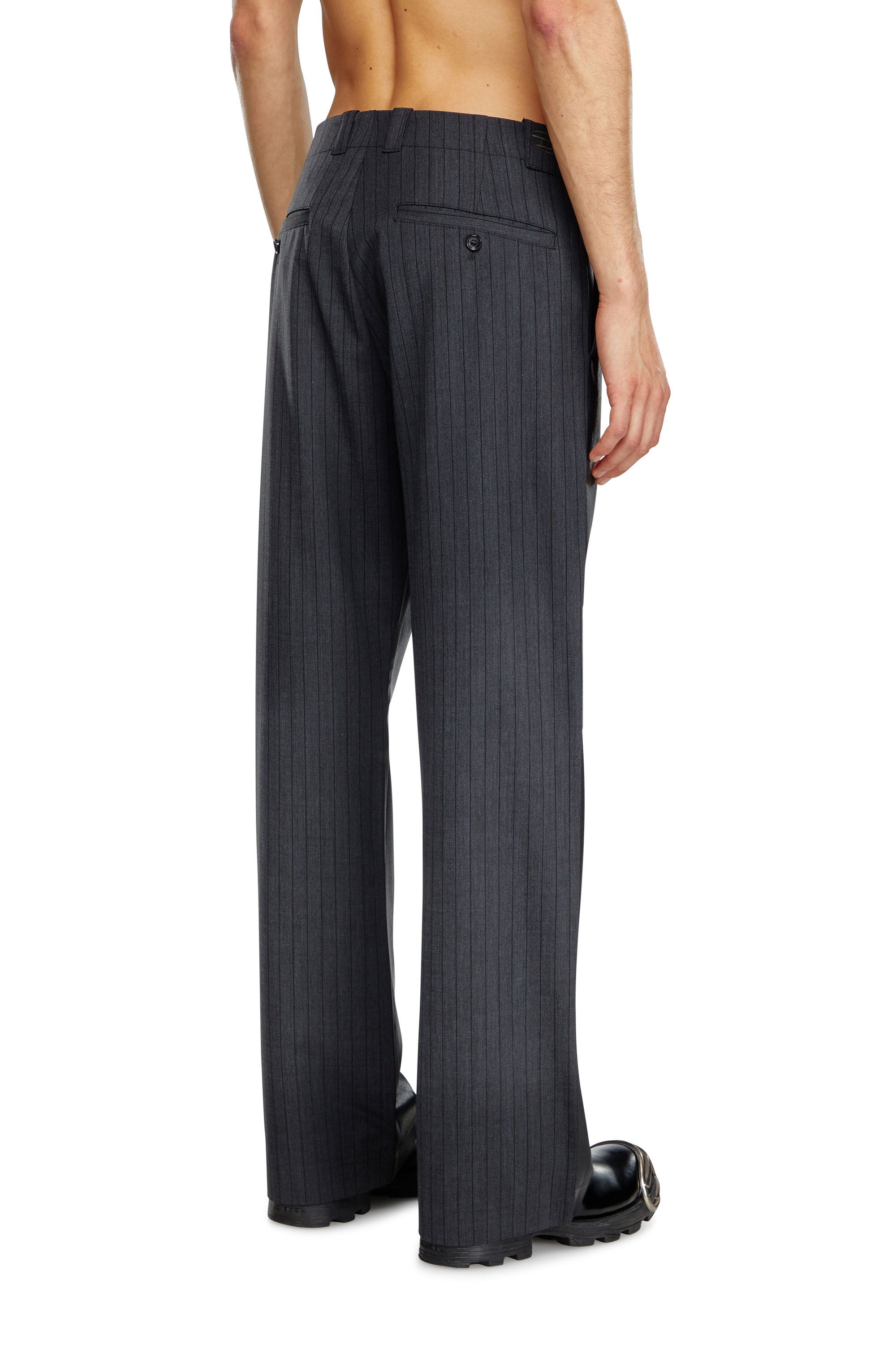 Diesel - P-STANLEY, Man Pinstripe pants with coated front in Black - Image 4