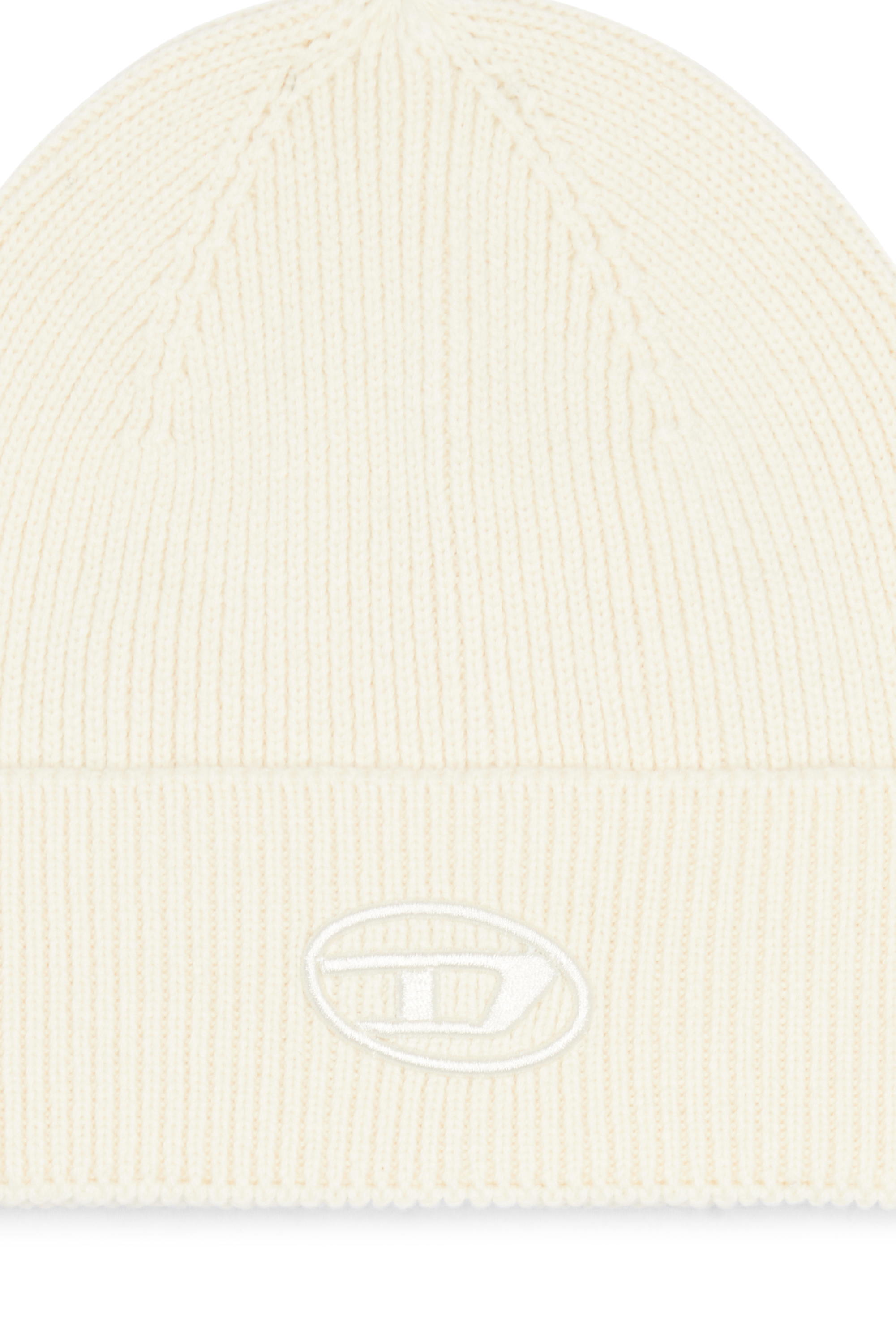 Diesel - K-CODER-FULLY B, Unisex Ribbed beanie with D embroidery in White - Image 3