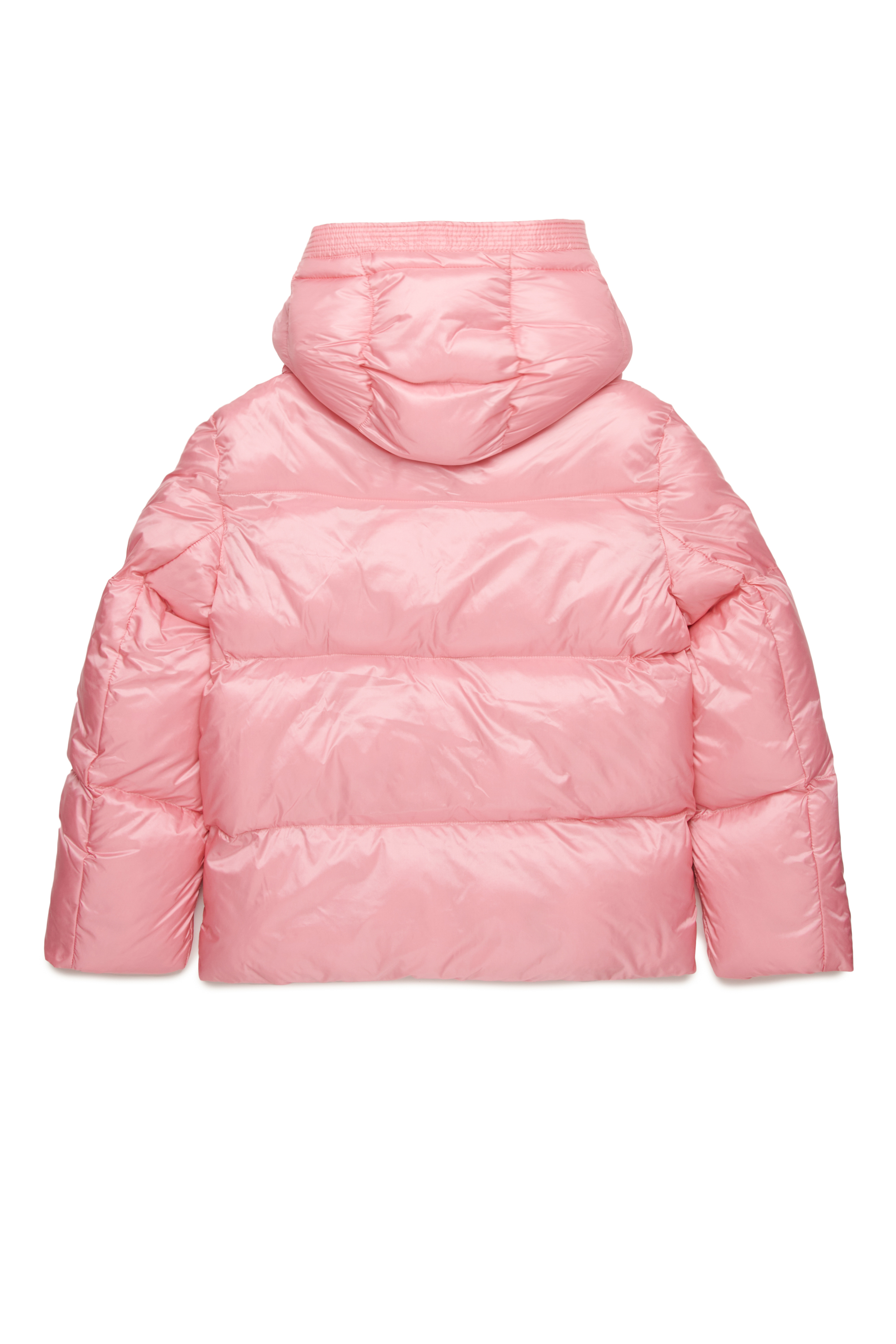 Diesel - JWROLFS, Unisex's Hooded puffer jacket in shiny nylon in Pink - 2