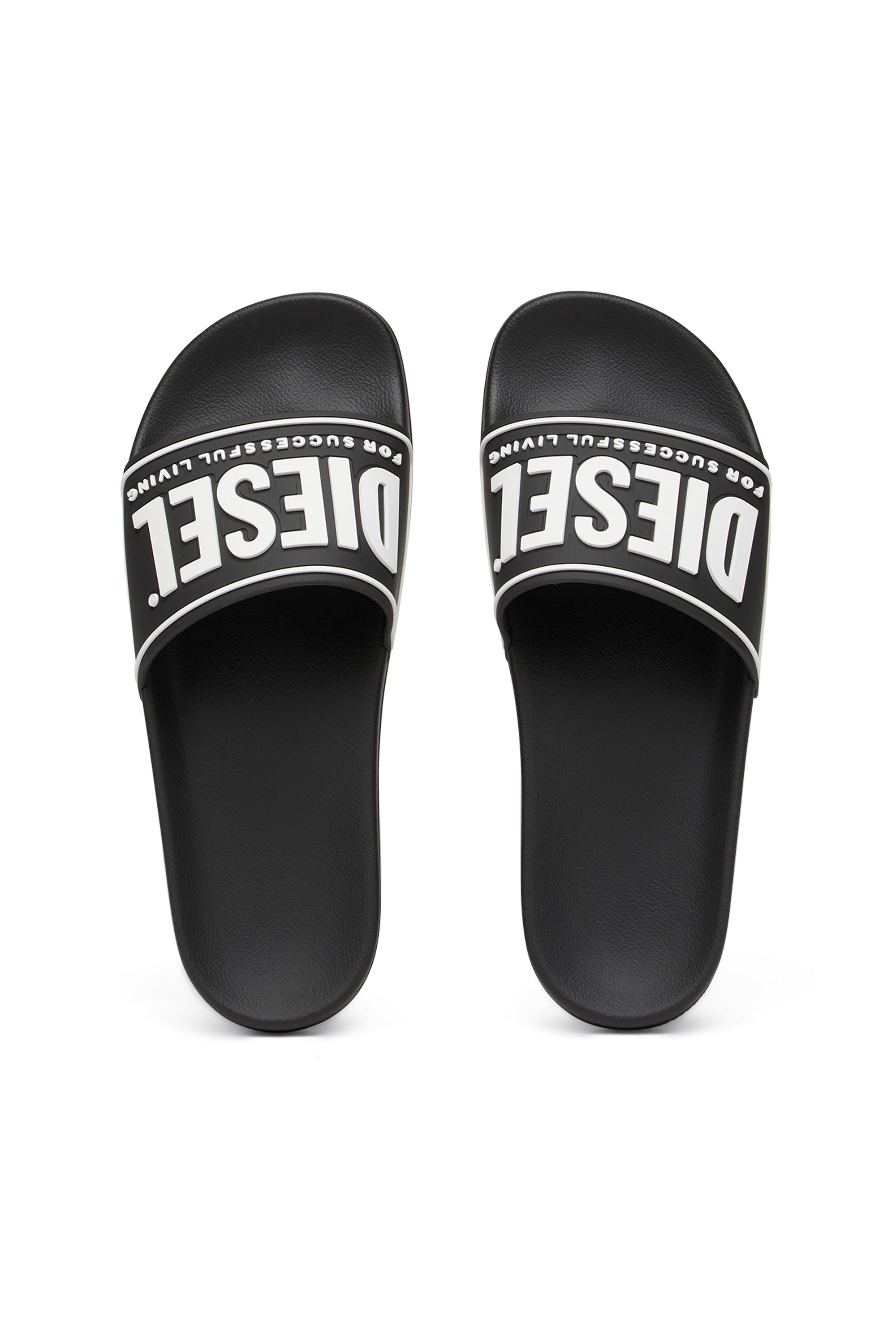 Diesel - SA-MAYEMI CC W, Woman Sa-Mayemi-Rubber slides with embossed logo in Black - Image 5