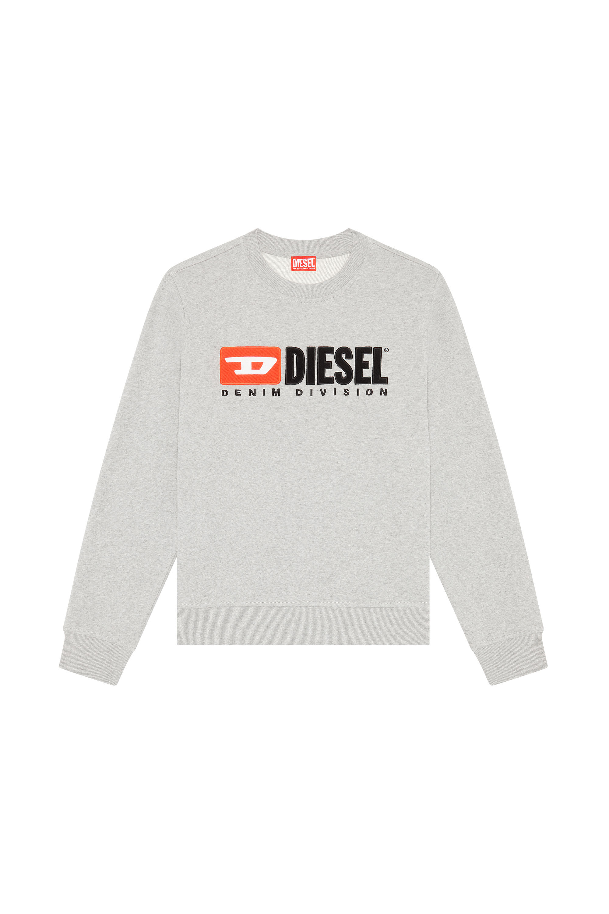 Diesel - S-GINN-DIV, Man Sweatshirt with logo appliqué in Grey - Image 3