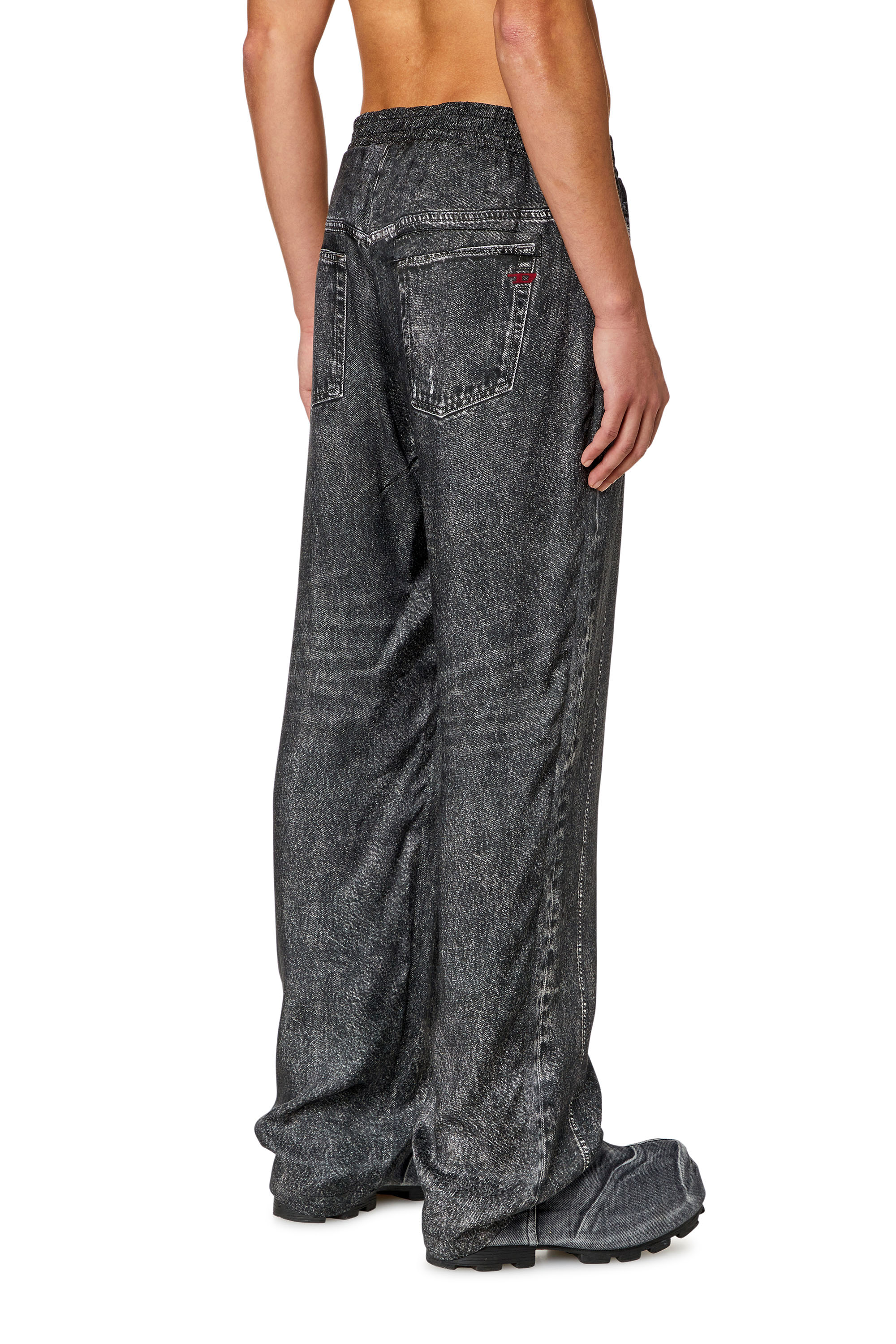 Diesel - P-ALSTON, Man Track pants with denim print in Black - Image 4