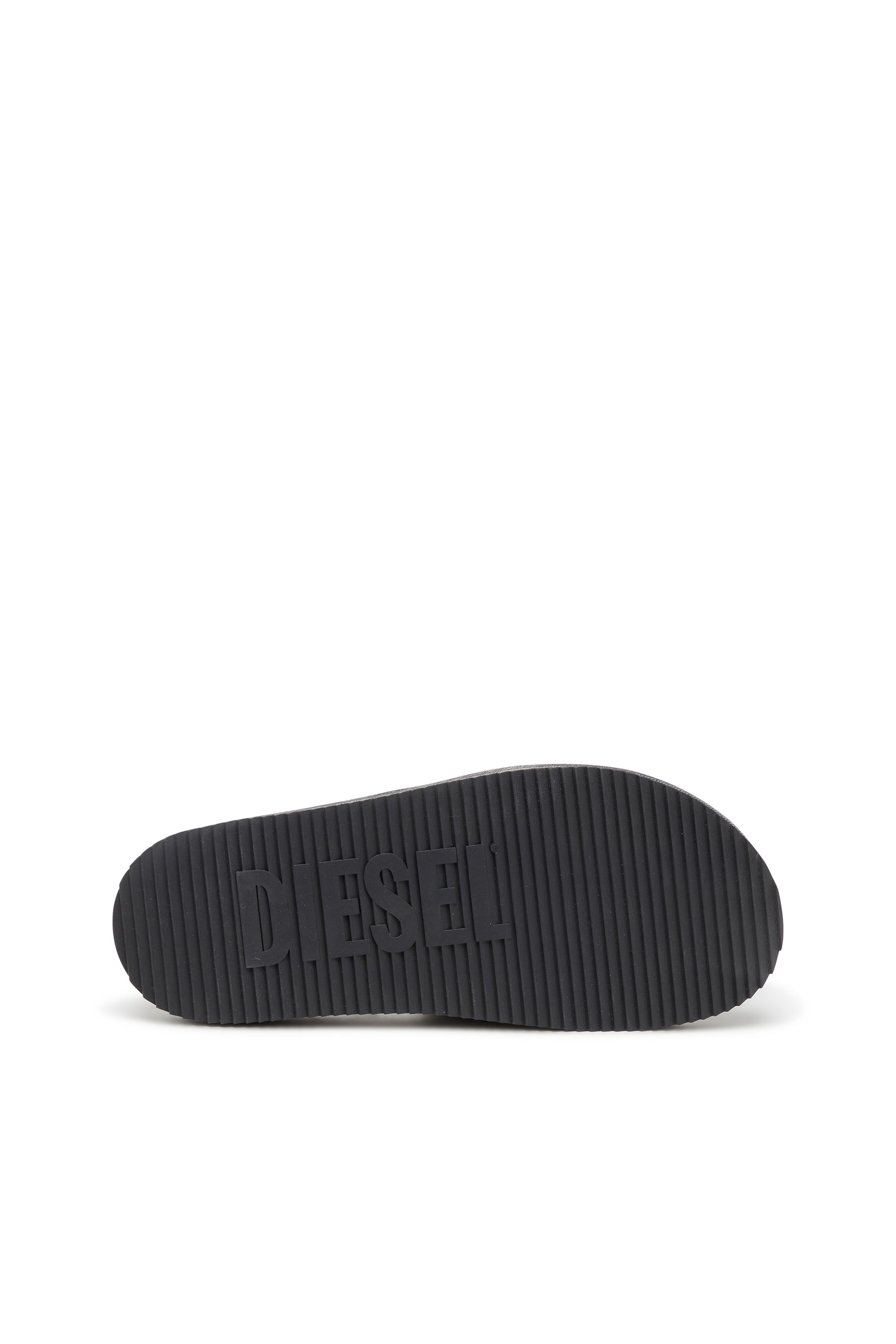 Diesel - SA-SLIDE D OVAL, Unisex Sa-Slide D-PU slides with embossed Oval D in Black - Image 4