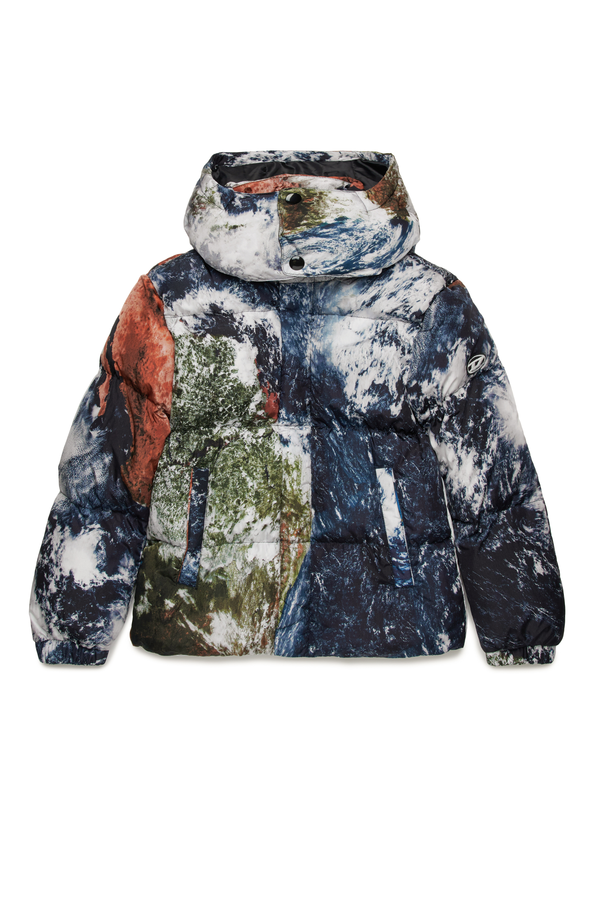 Diesel - JWROLFYSFDPRINT, Unisex's Puffer jacket with Planet Camo print in Multicolor - 1