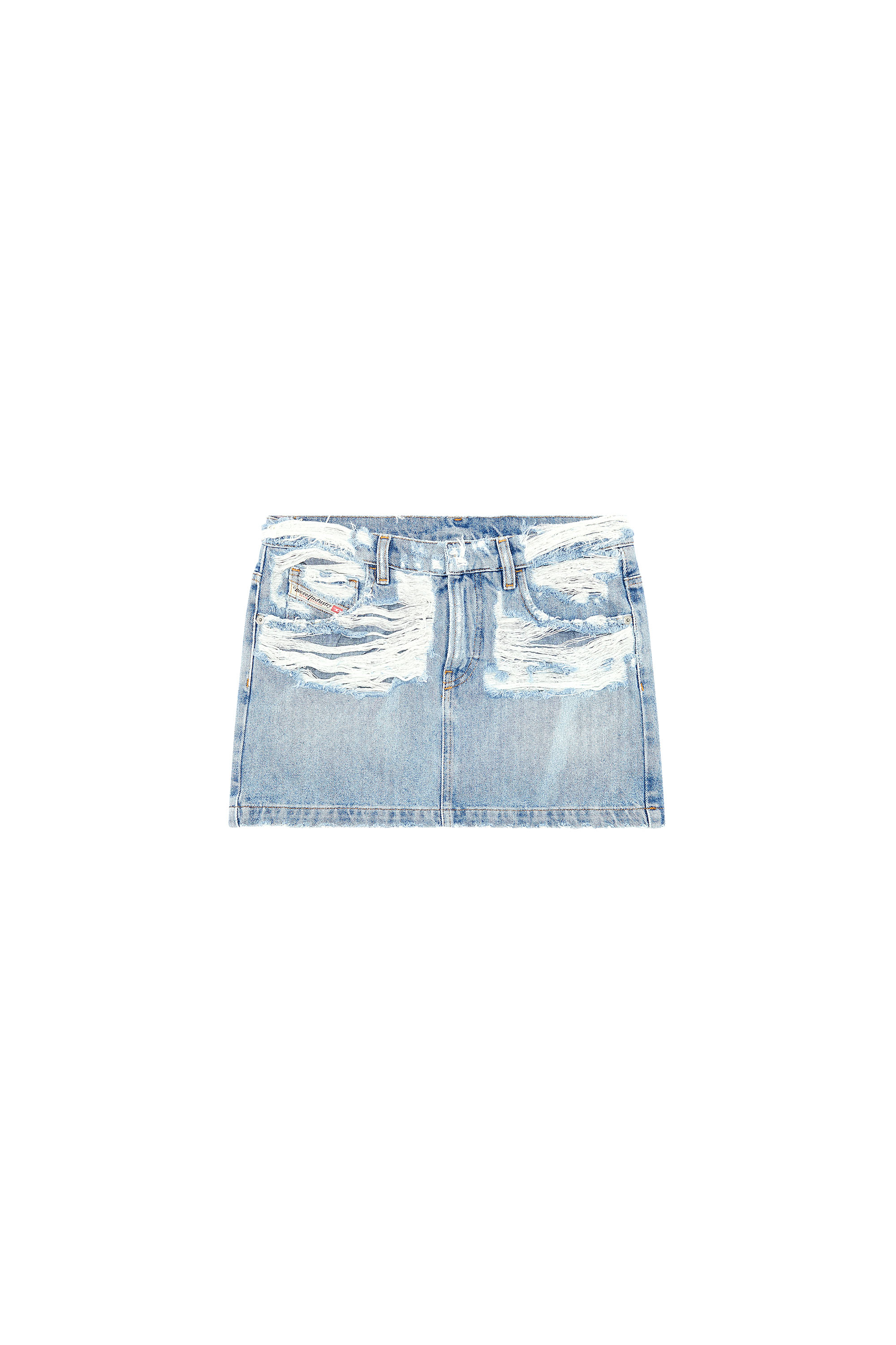 Diesel - DE-RON-S3, Woman Mini skirt in destroyed denim in Blue - Image 3