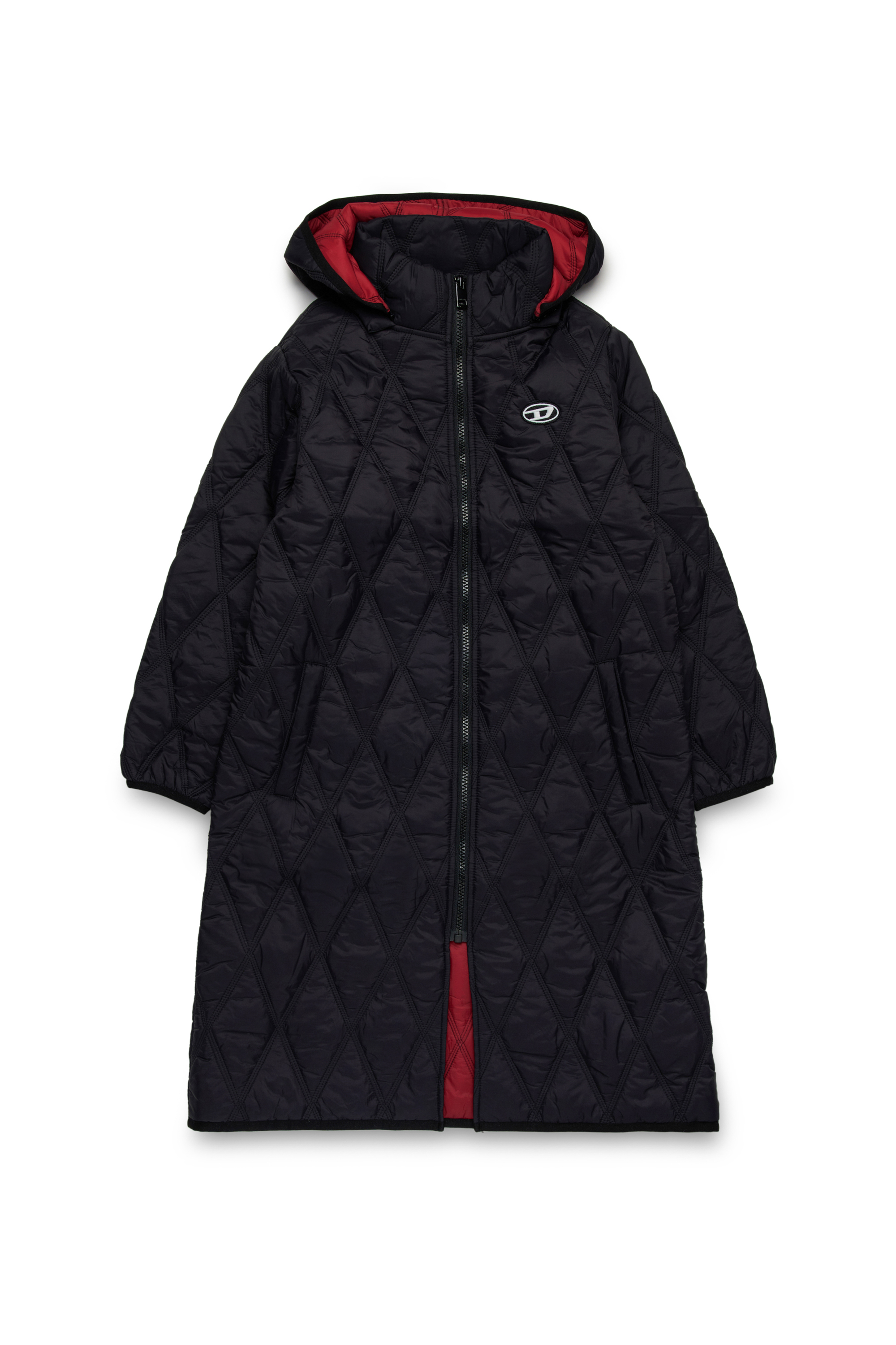 Diesel - JUCCALED, Woman's Hooded quilted nylon coat in Black - 1