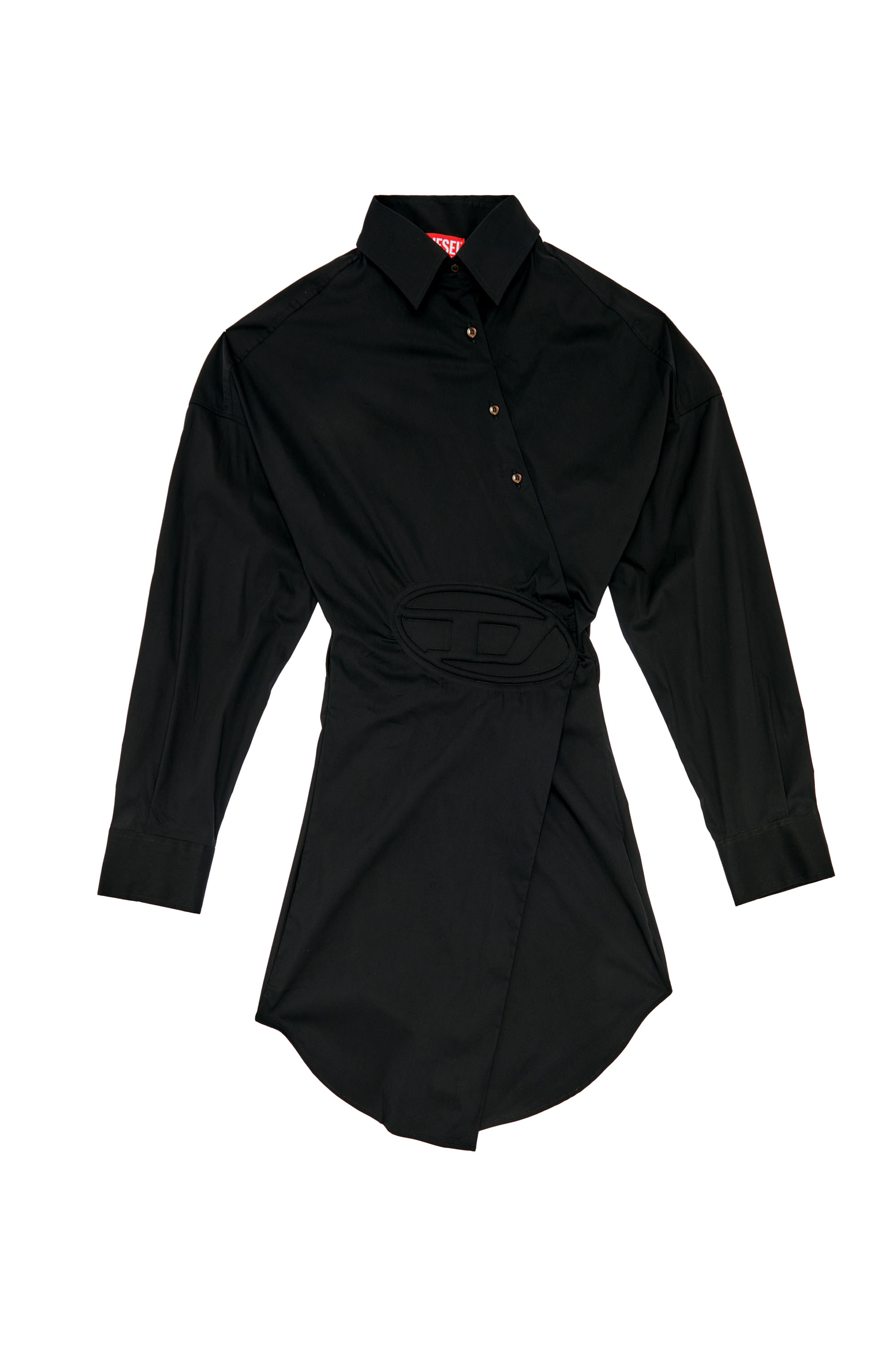 Diesel - D-SIZEN-N1, Woman Short shirt dress in stretch poplin in Black - Image 2