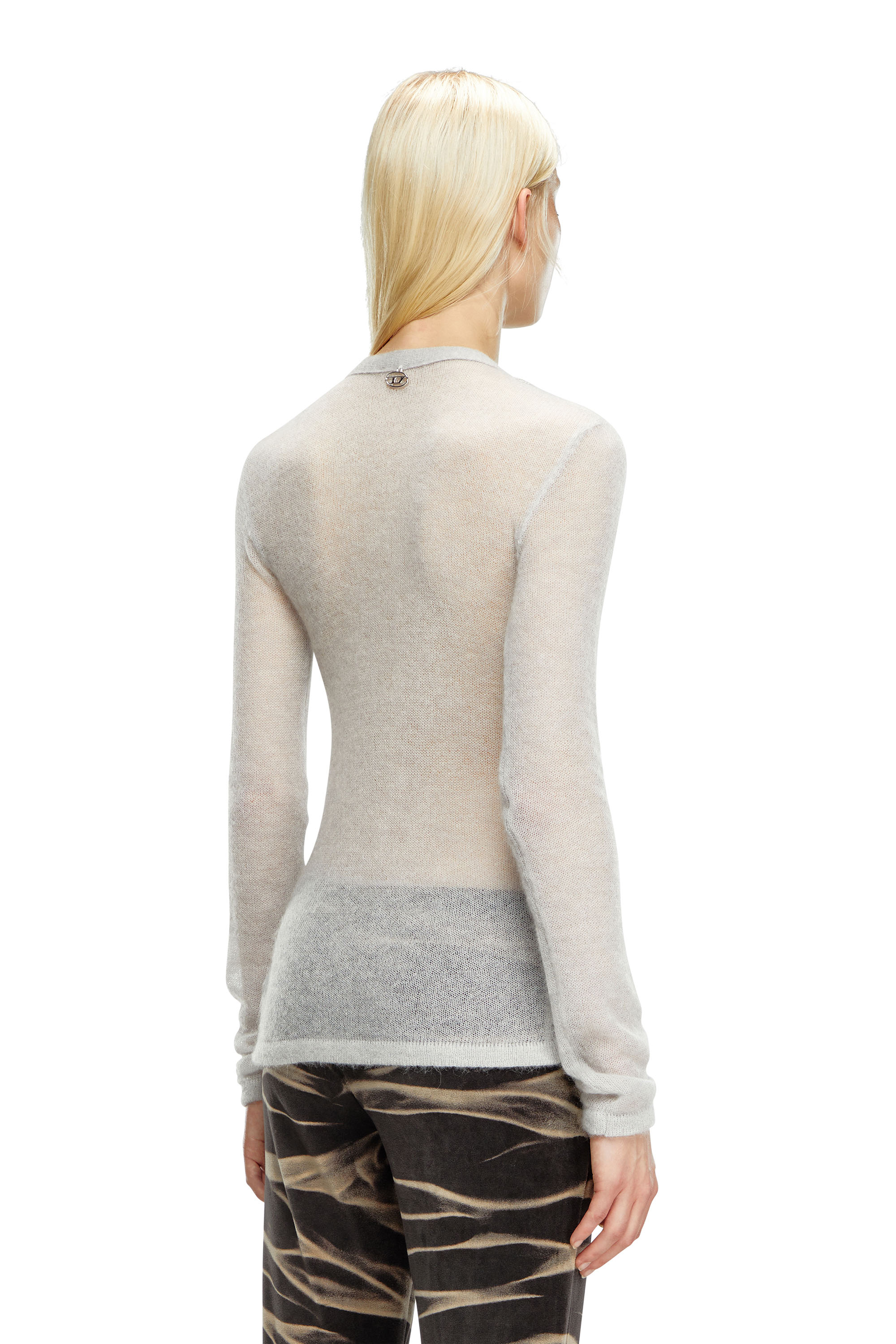 Diesel - M-ARINA, Woman's Sheer cardigan with bra detail in Light Grey - 4