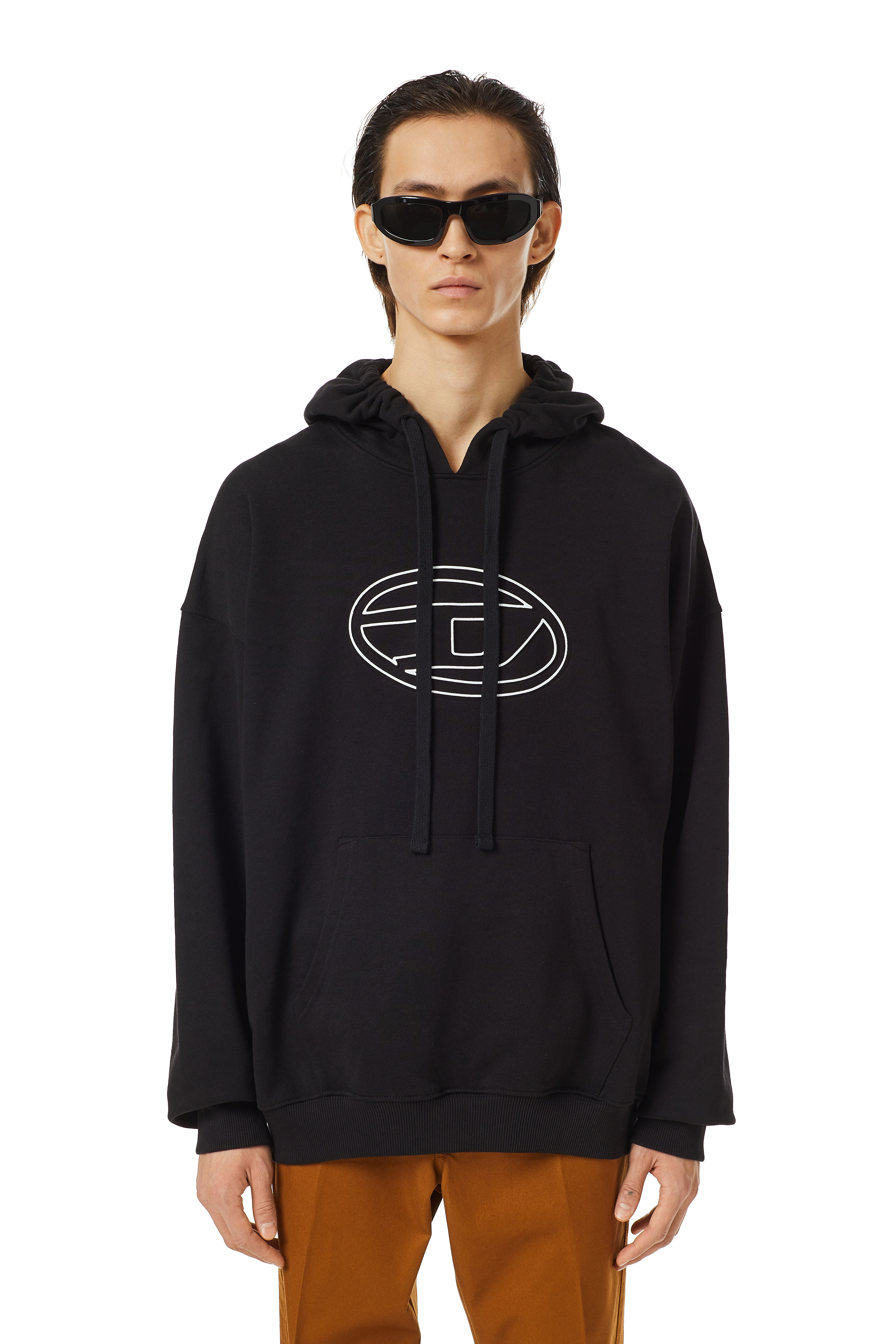 Diesel - S-UMMER-BIGOVAL, Man Hoodie with embossed logo in Black - Image 1