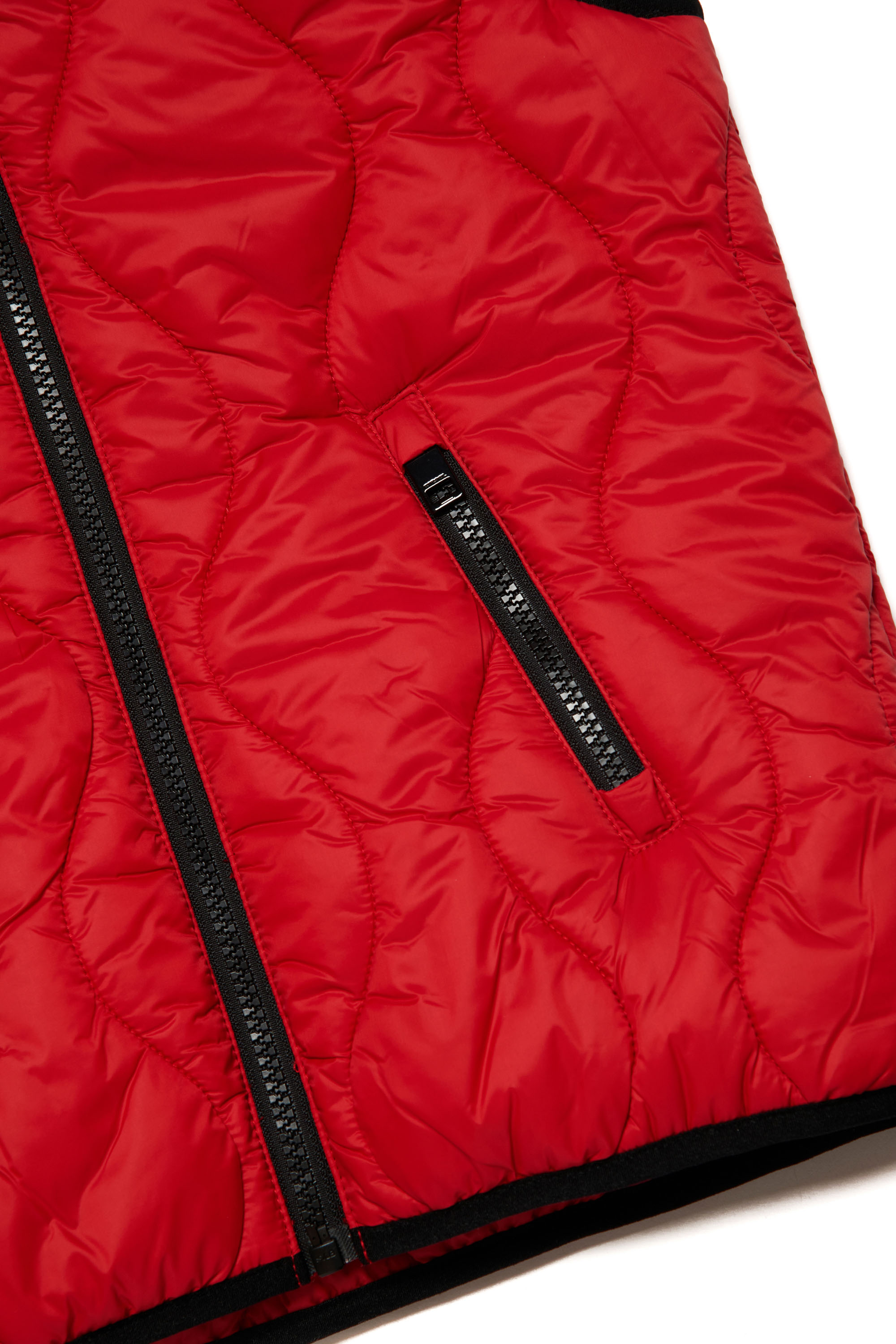 Diesel - JSLASH, Unisex Hooded vest in quilted nylon in Red - Image 5